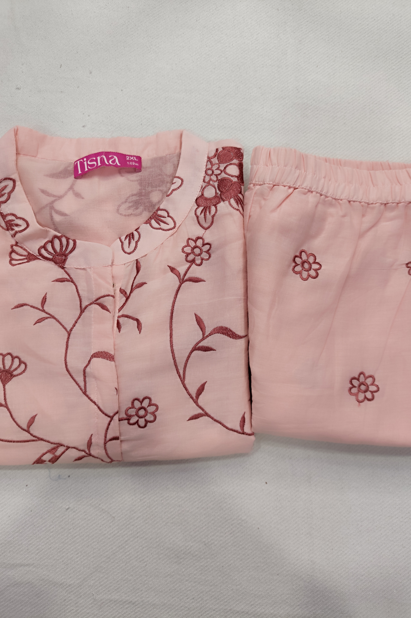 Peachy Pink Cotton Suit Set