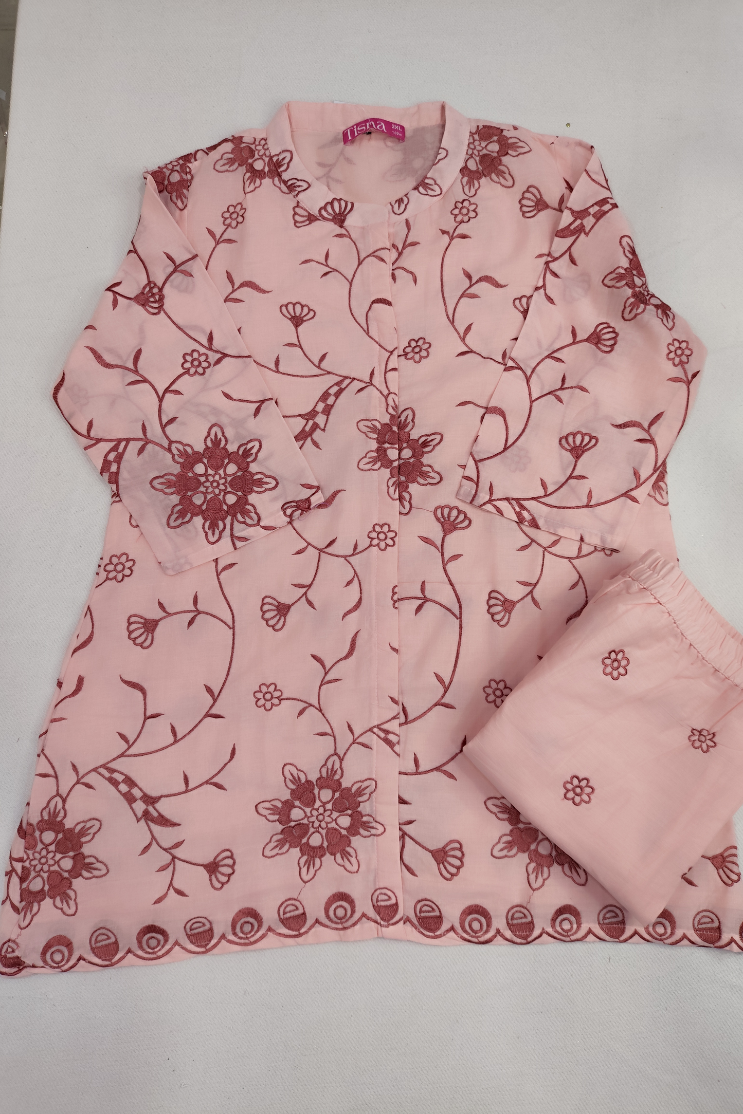 Peachy Pink Cotton Suit Set