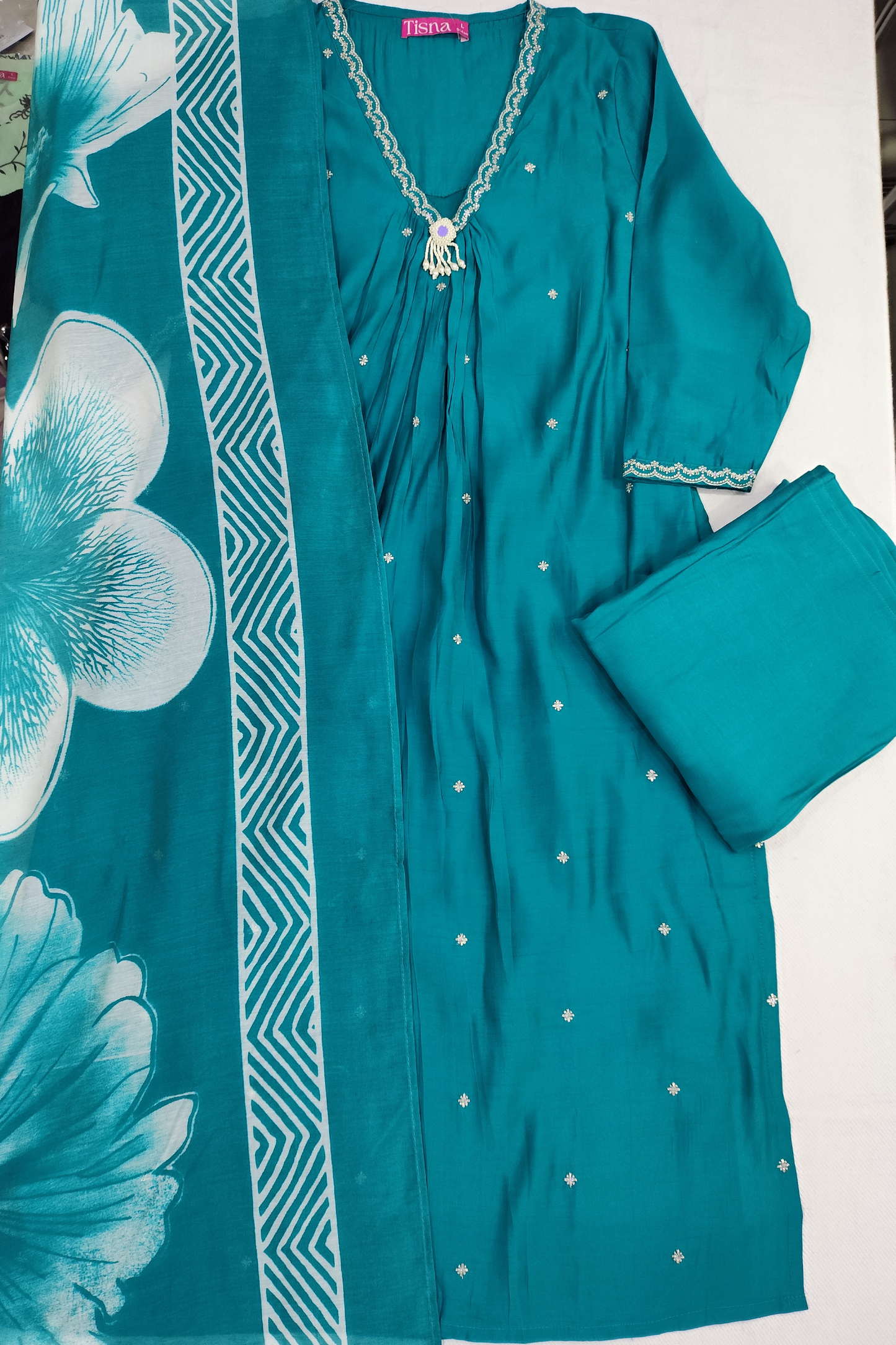 Firozi Zari Work Suit Set