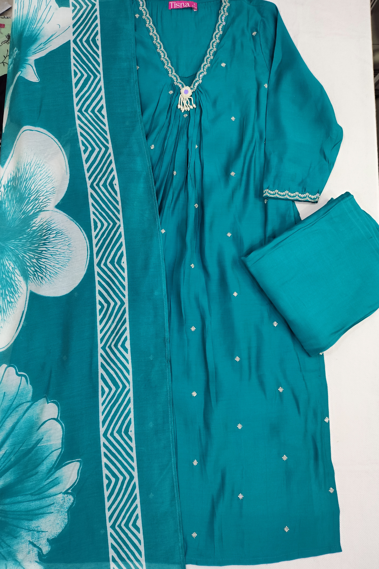 Firozi Zari Work Suit Set