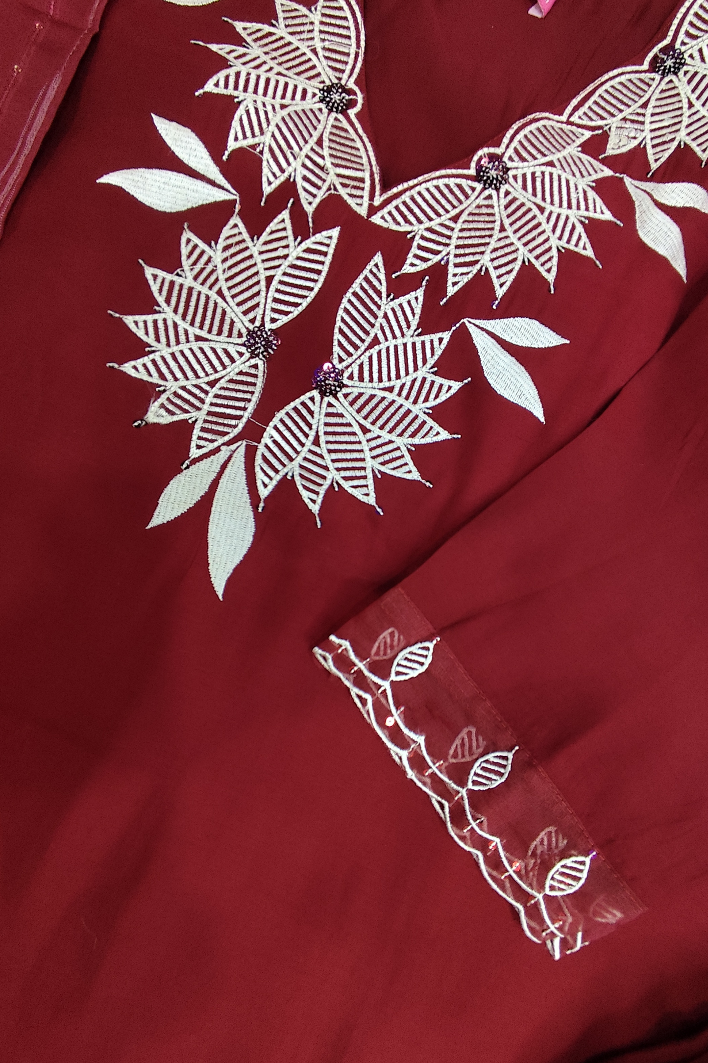 Maroon Thread & Sequin Work Suit Set