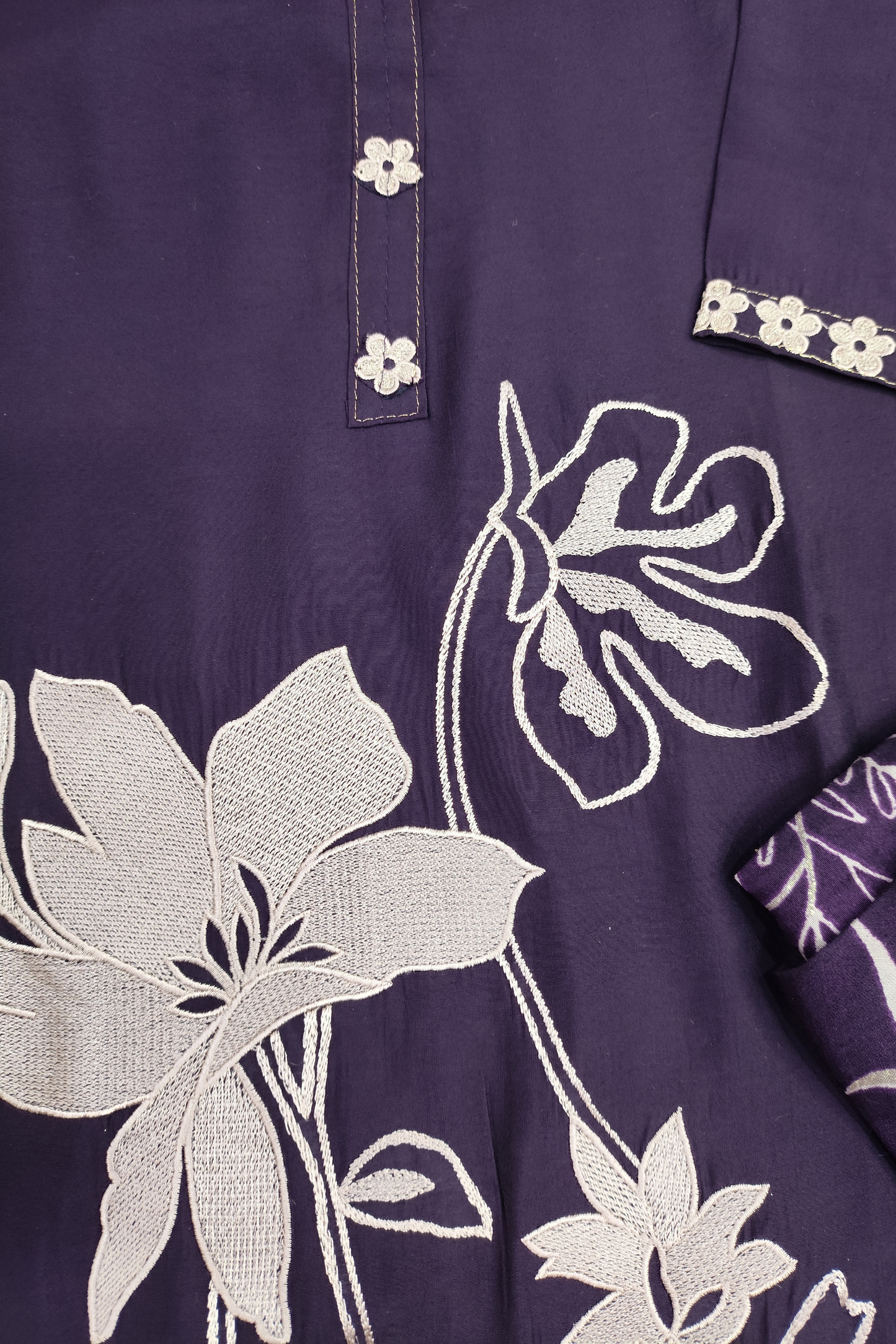 Dark Wine Thread Embroidery Suit Set