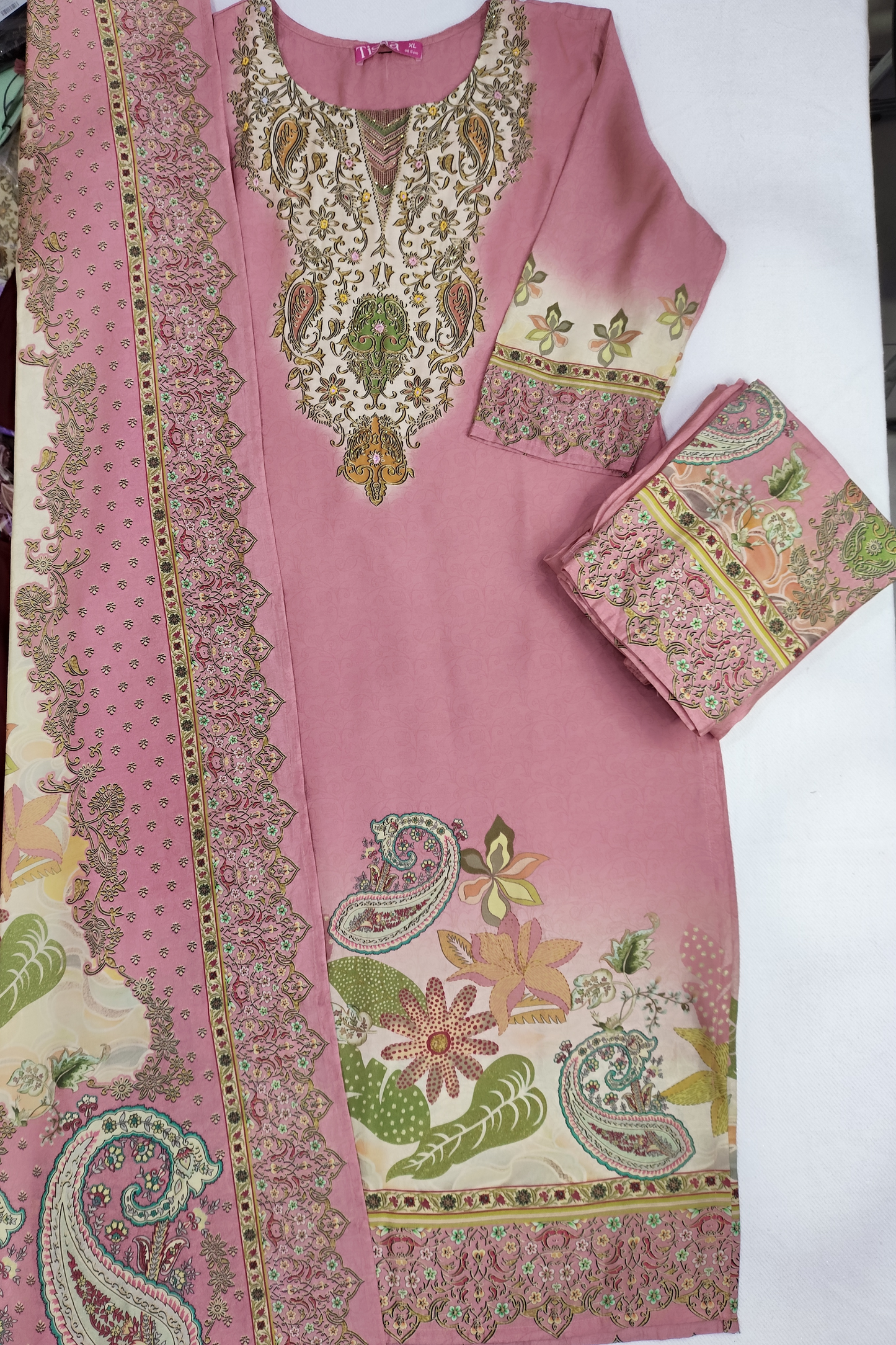Dusty onion Stone & Mirror Work Suit Set