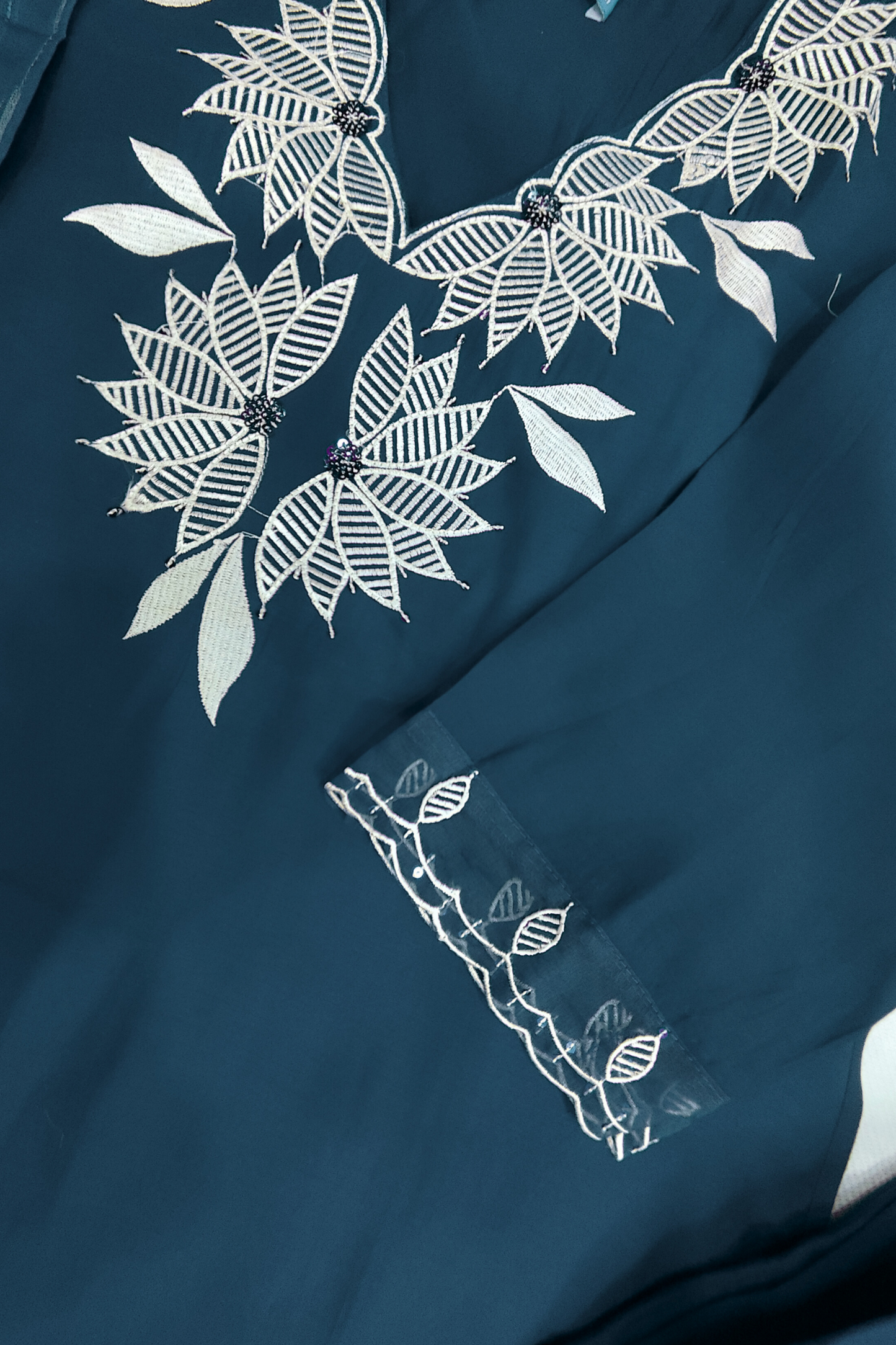 Blue Thread & Sequin Work Suit Set