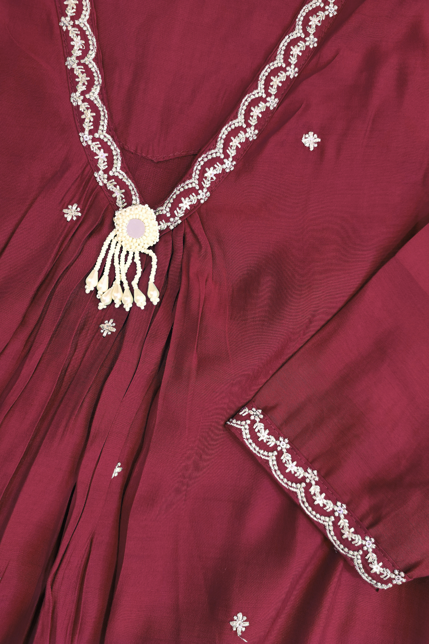 Maroon Cotton A-Line Suit Set