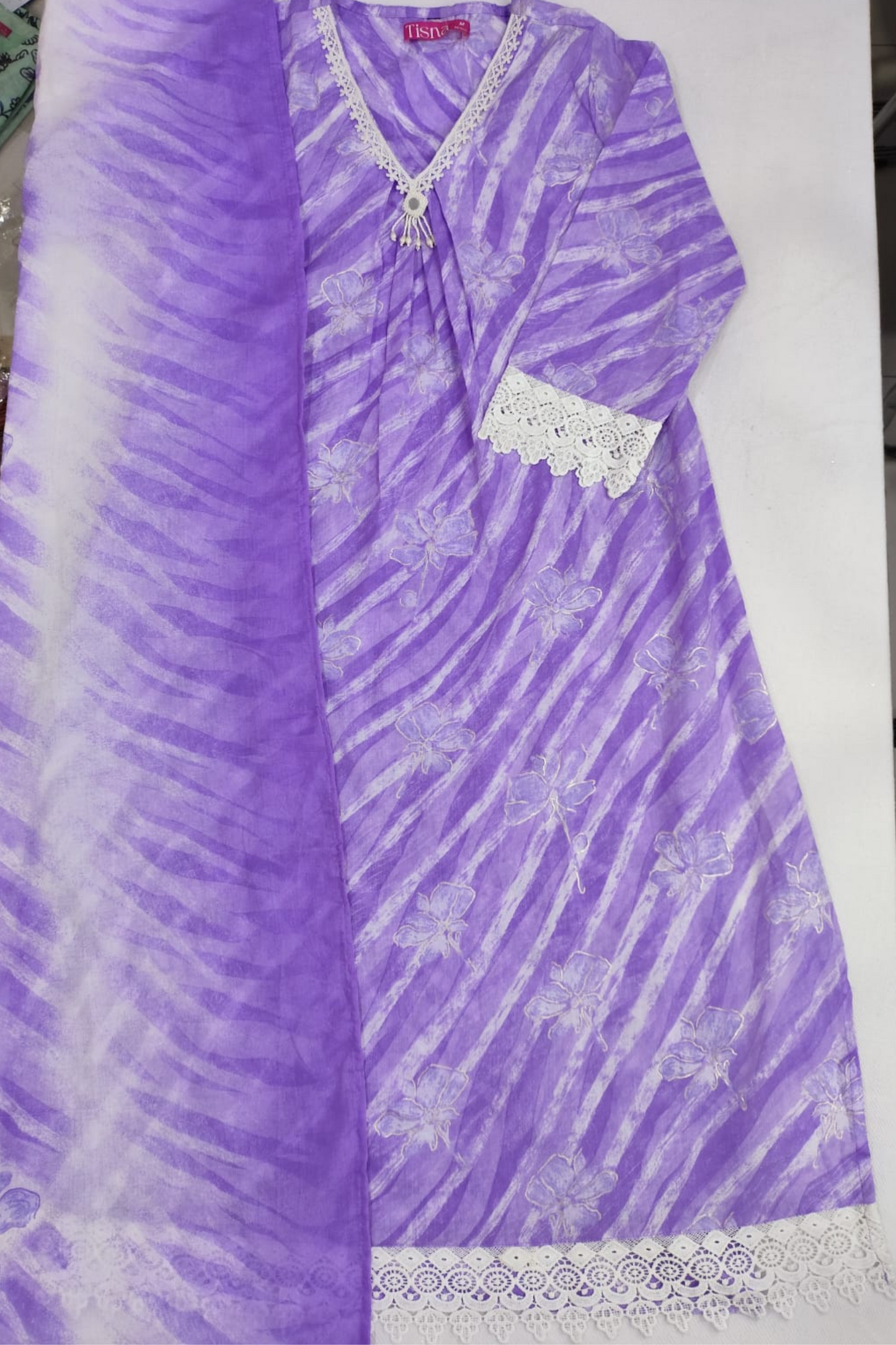 Lavender Cotton A-Line Suit Set