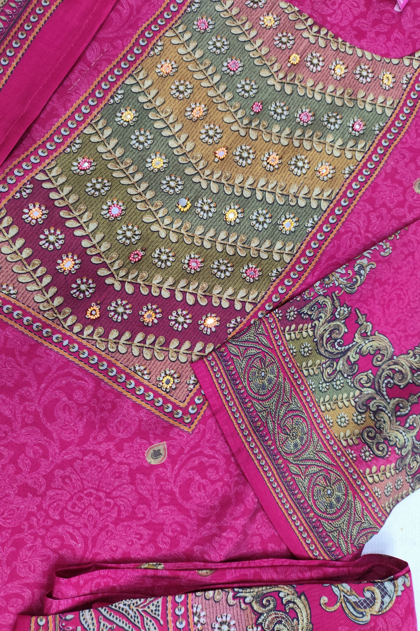 Hot Pink Mirror & Pearl work