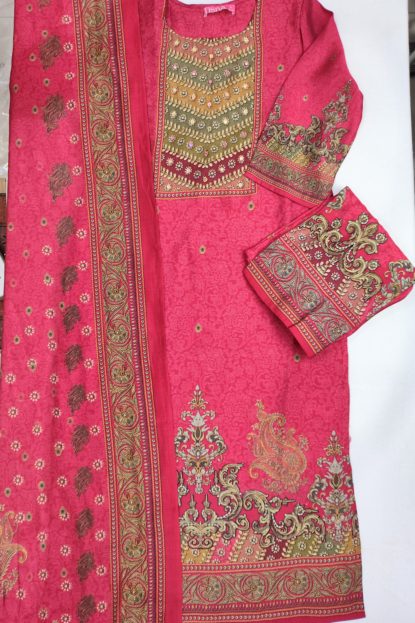 Hot Pink Mirror & Pearl work