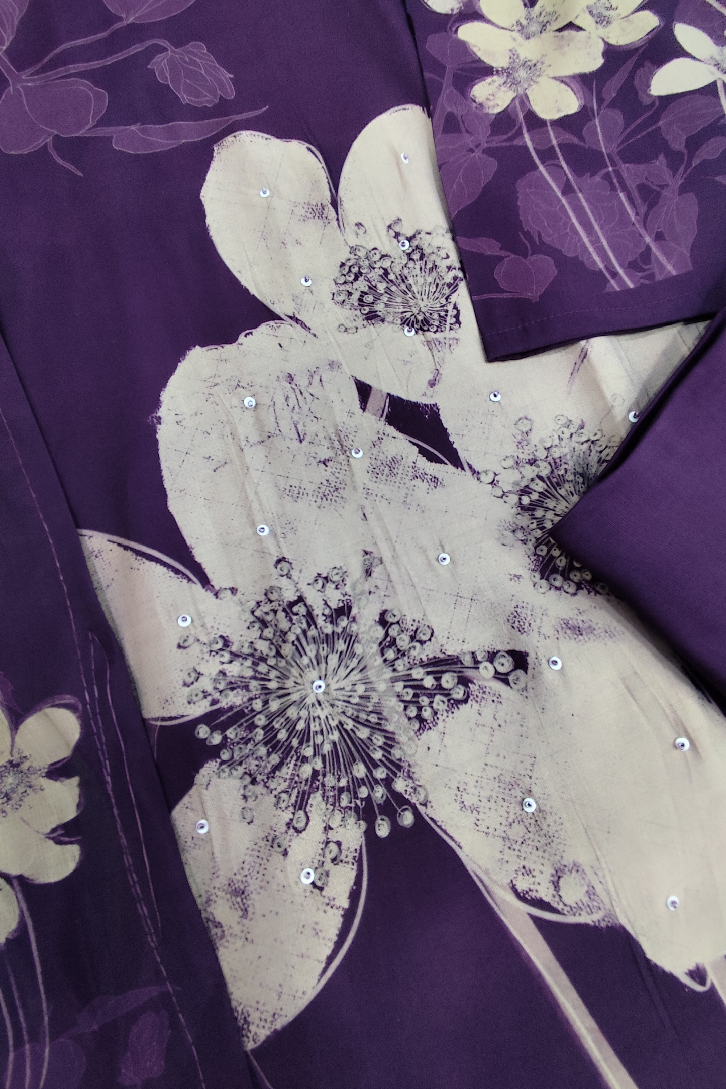 Purple Printed Floral Suit Set