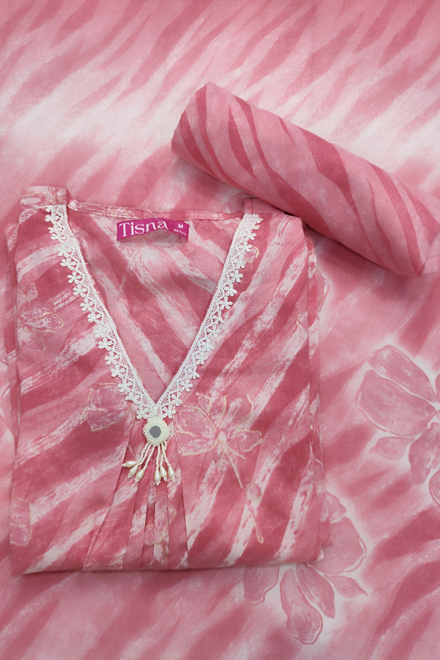 Pink Cotton A-Line Suit Set