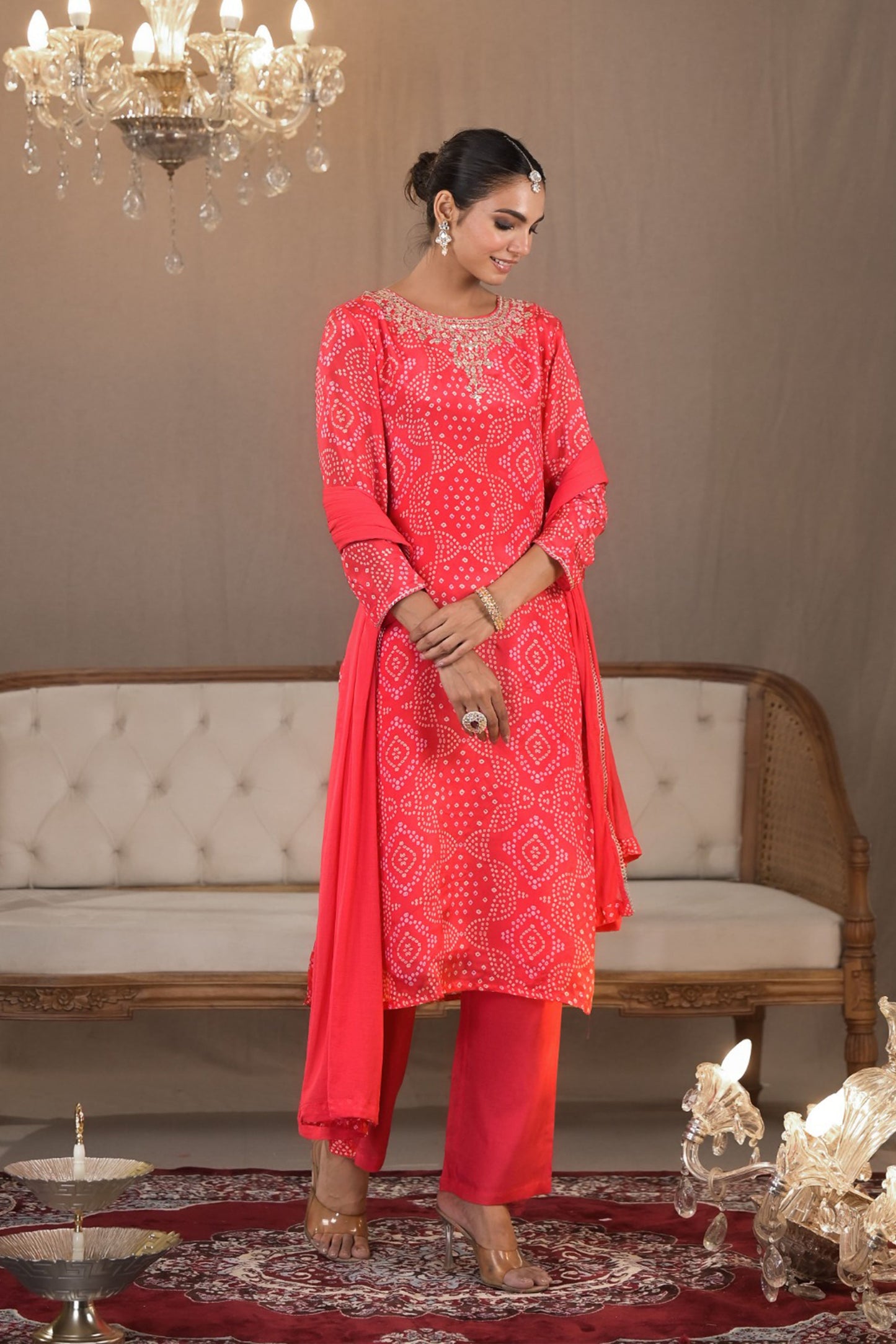 Bandhej Bliss Muslin Suit Set