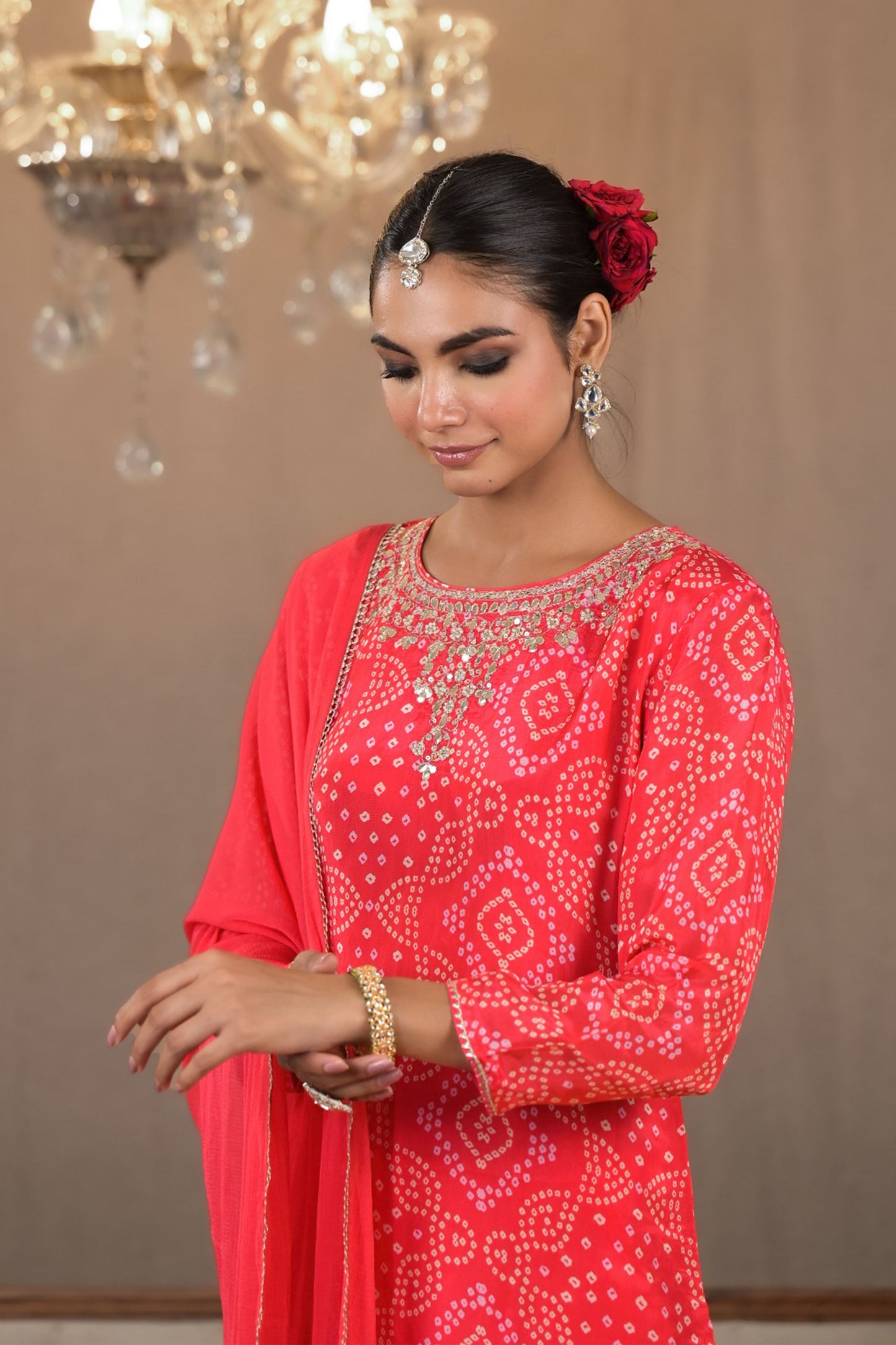 Bandhej Bliss Muslin Suit Set