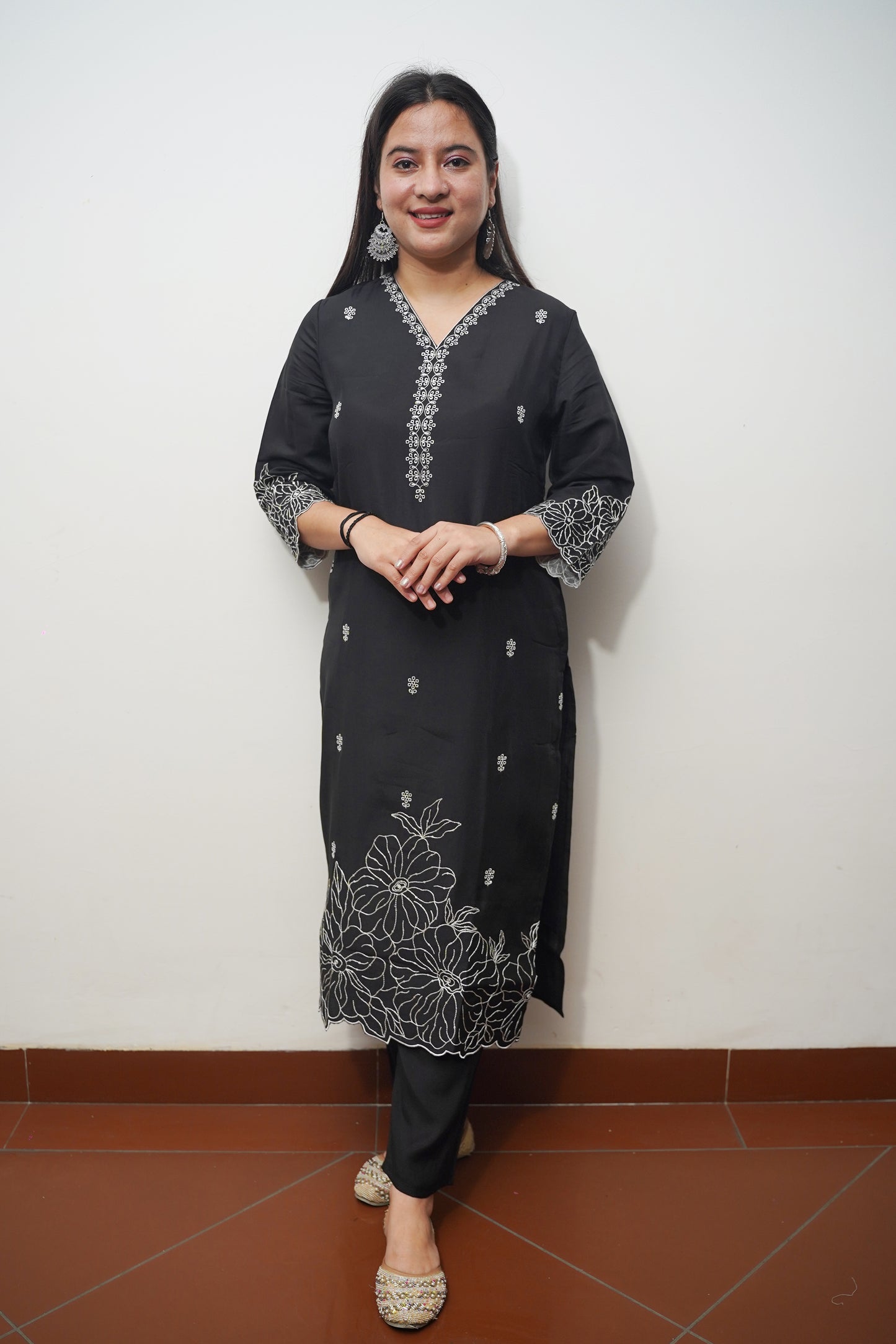 Charcoal Grace Muslin Suit Set