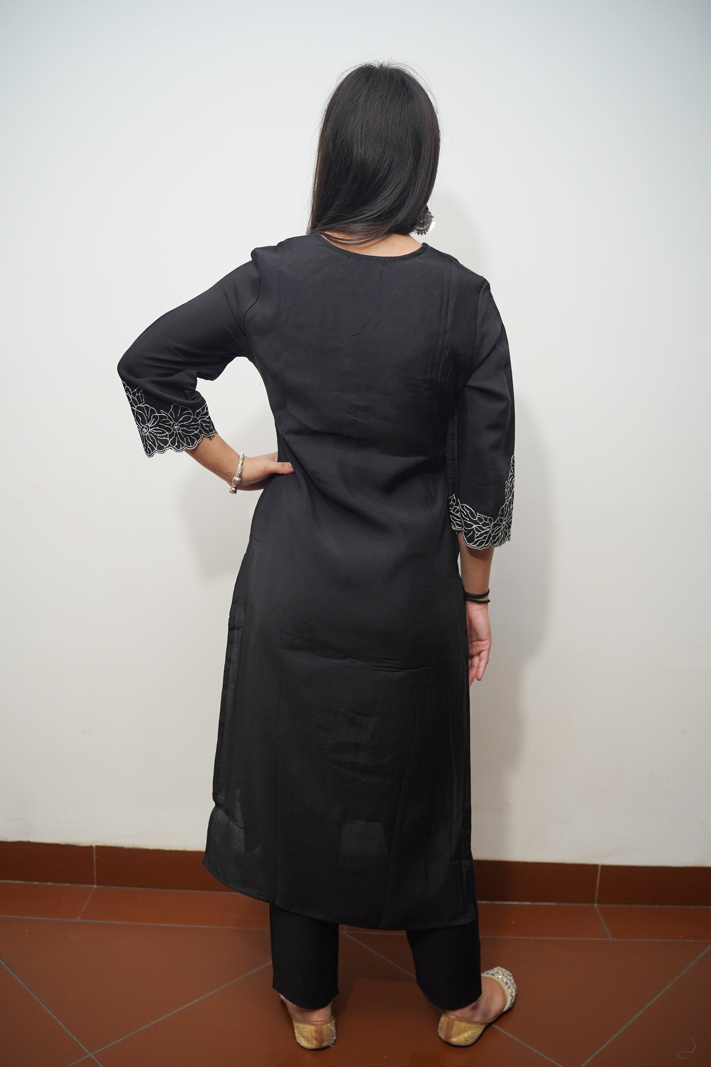 Charcoal Grace Muslin Suit Set