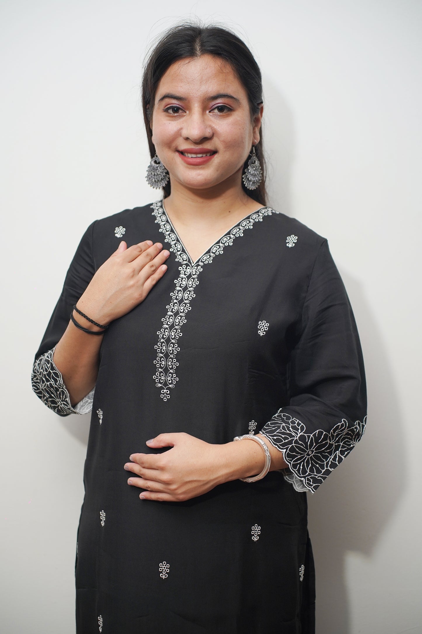 Charcoal Grace Muslin Suit Set