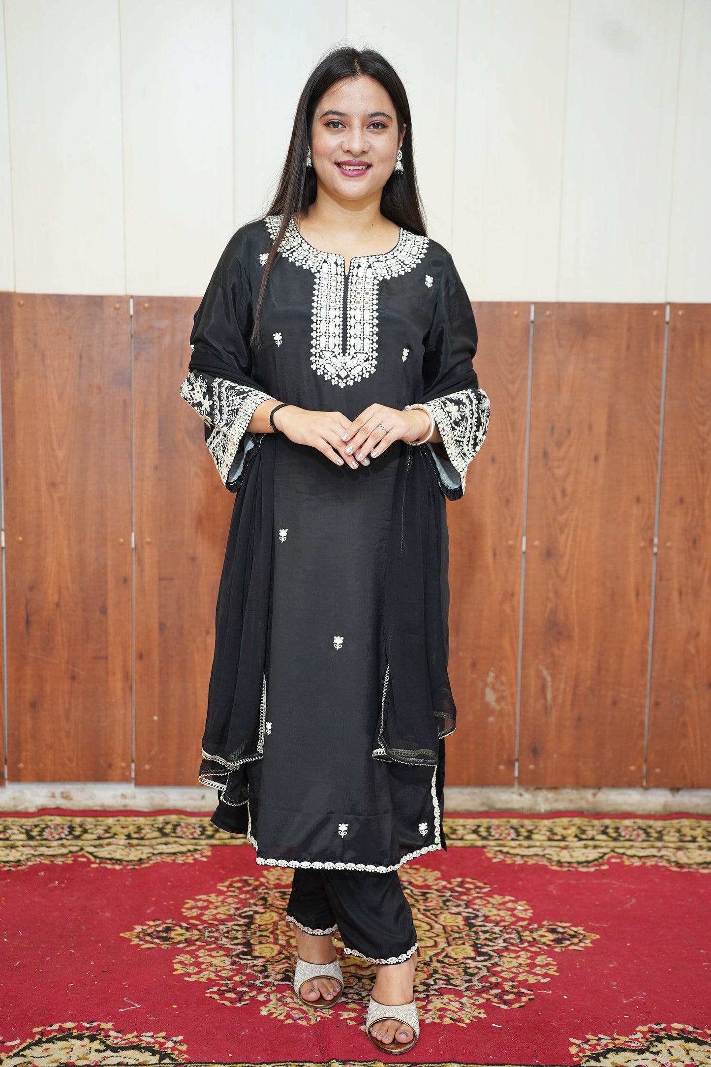 Classic Black Silk Suit Set