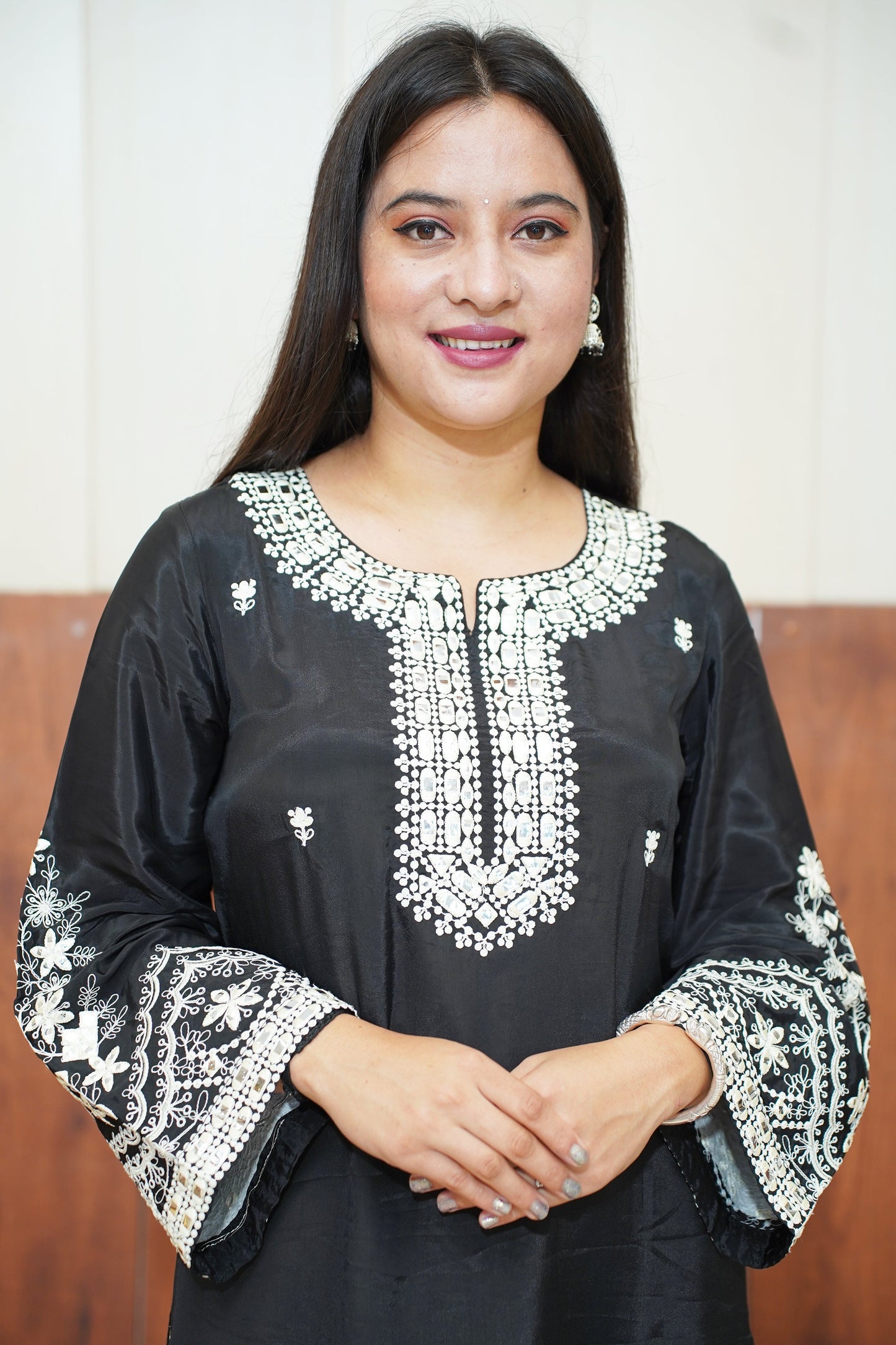 Classic Black Silk Suit Set