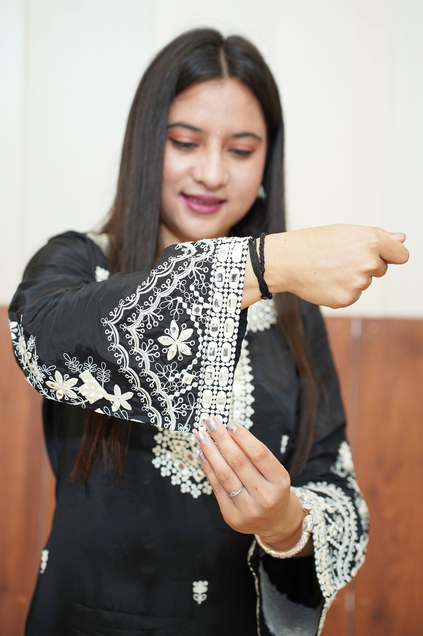 Classic Black Silk Suit Set