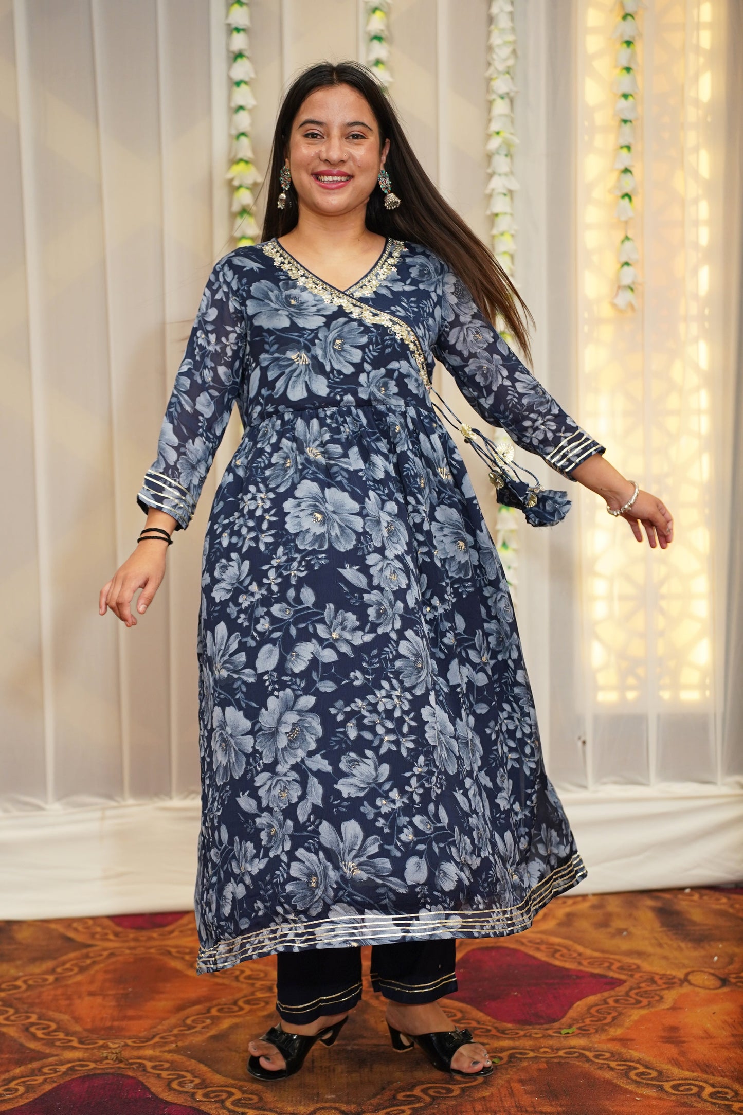 Chinon Blue Anarkali Set