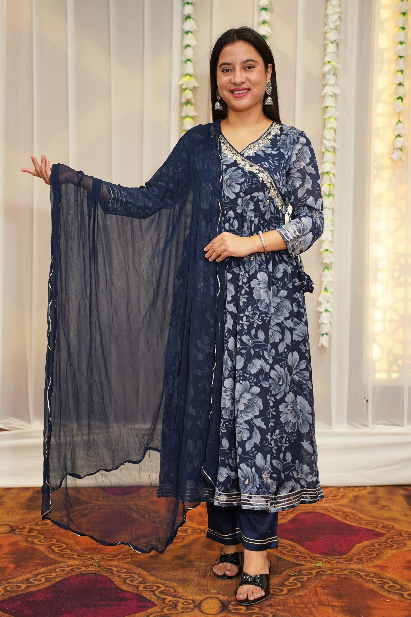 Chinon Blue Anarkali Set