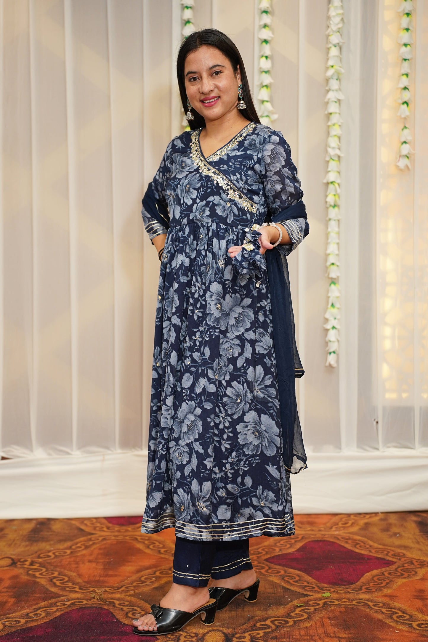 Chinon Blue Anarkali Set