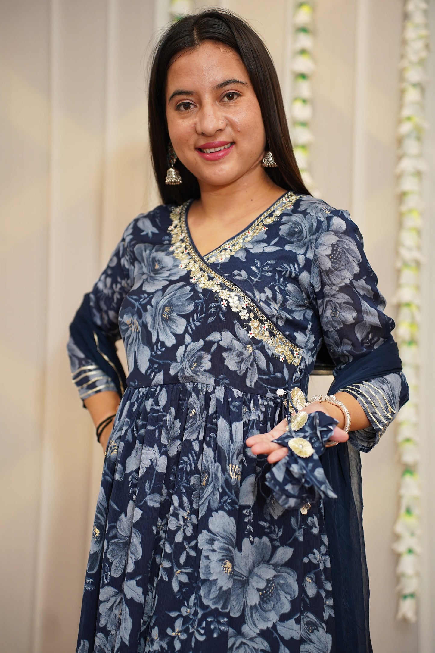 Chinon Blue Anarkali Set