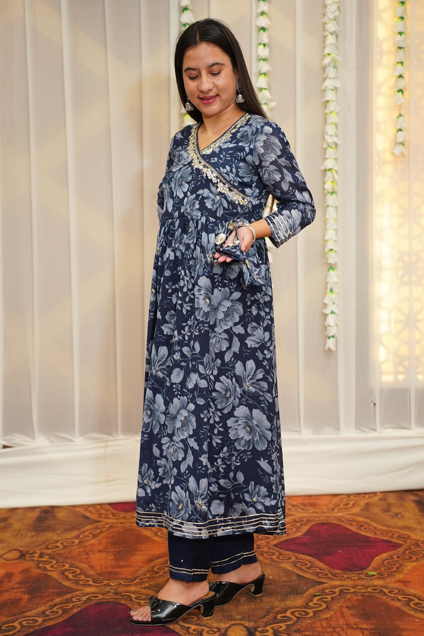 Chinon Blue Anarkali Set
