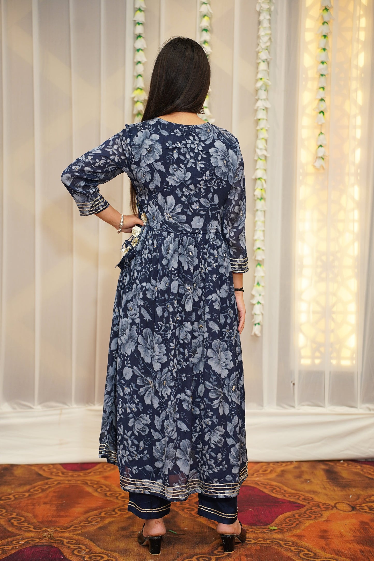 Chinon Blue Anarkali Set