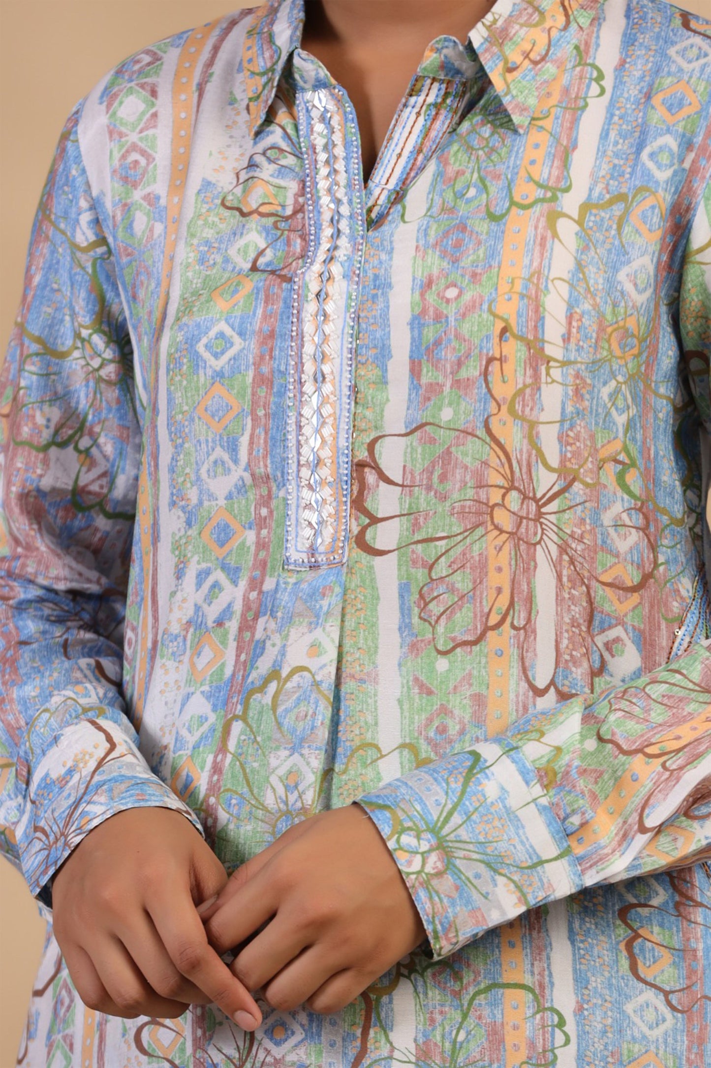 Bluish Grey Muslin Co-ord Set