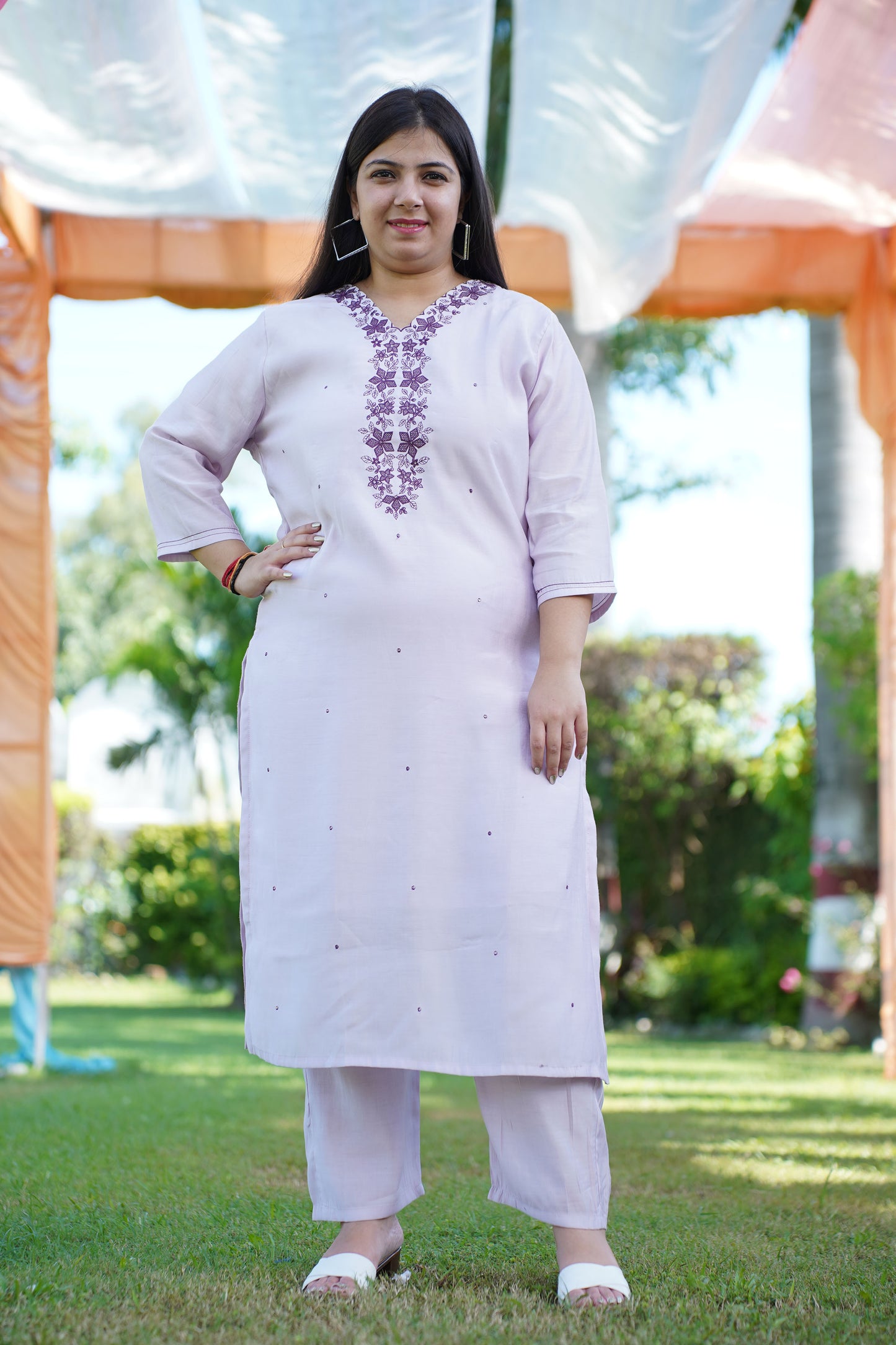 Dusty Mauve Detailed Suit Set