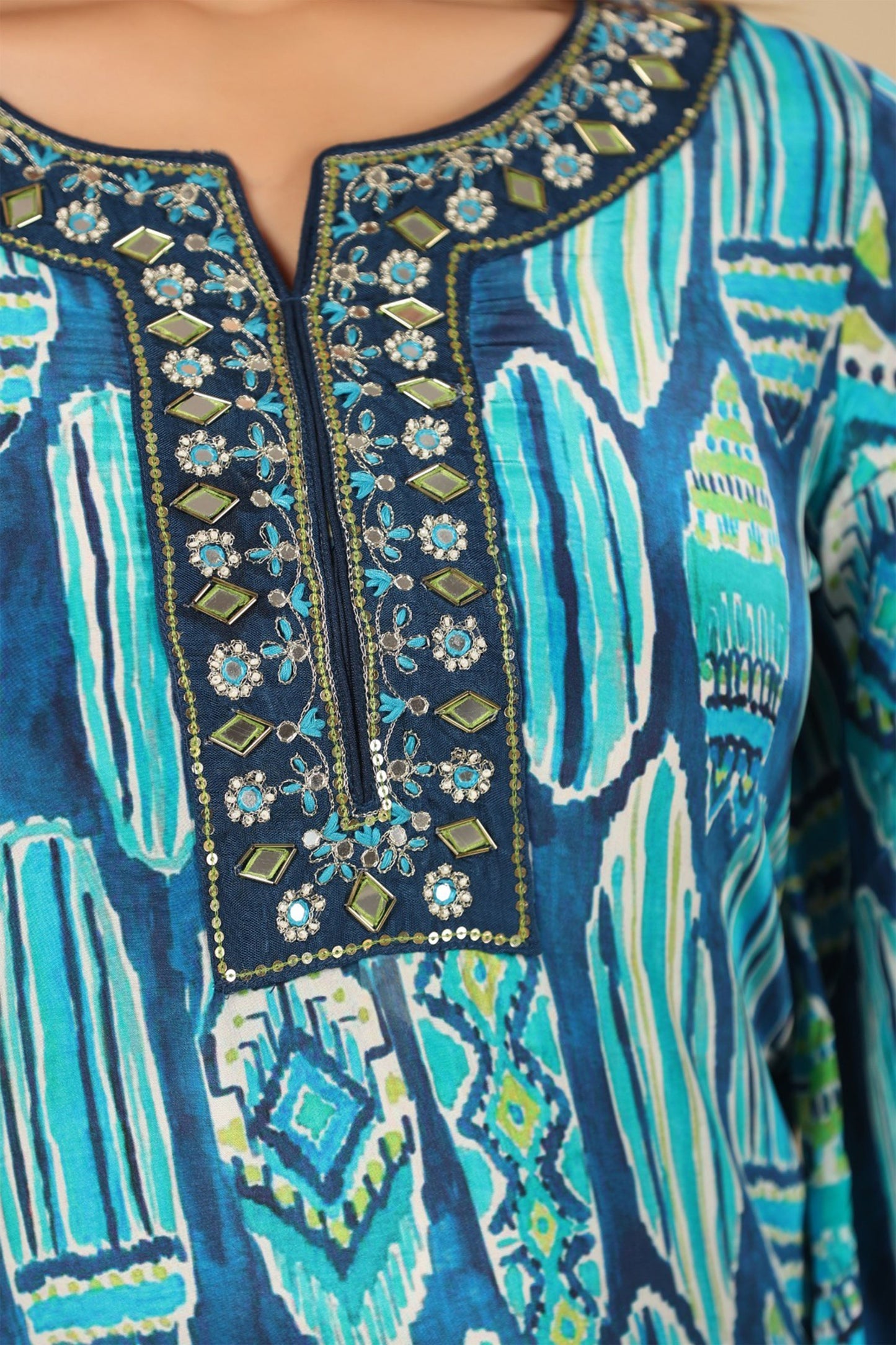 Regal Blue Muslin Suit Set