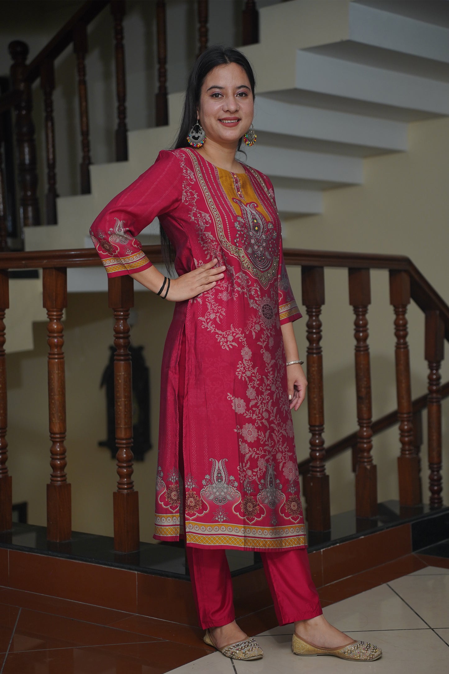 Fuchsia Glow Muslin Suit Set