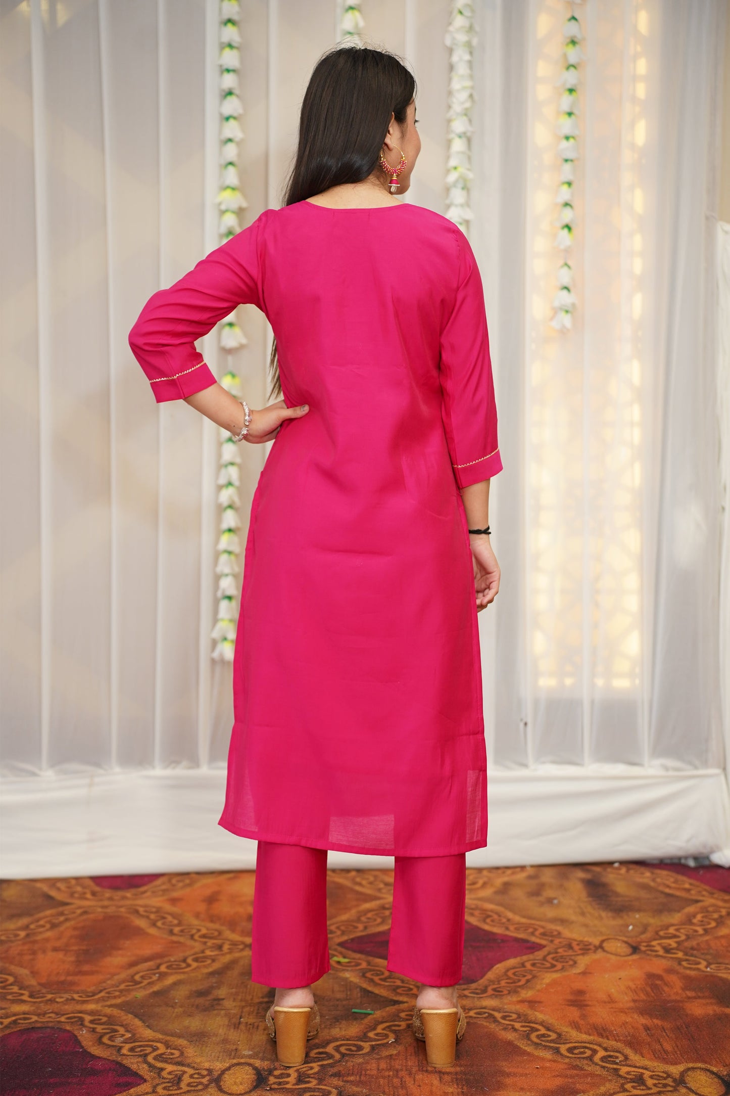 Magenta Glow Muslin Suit Set