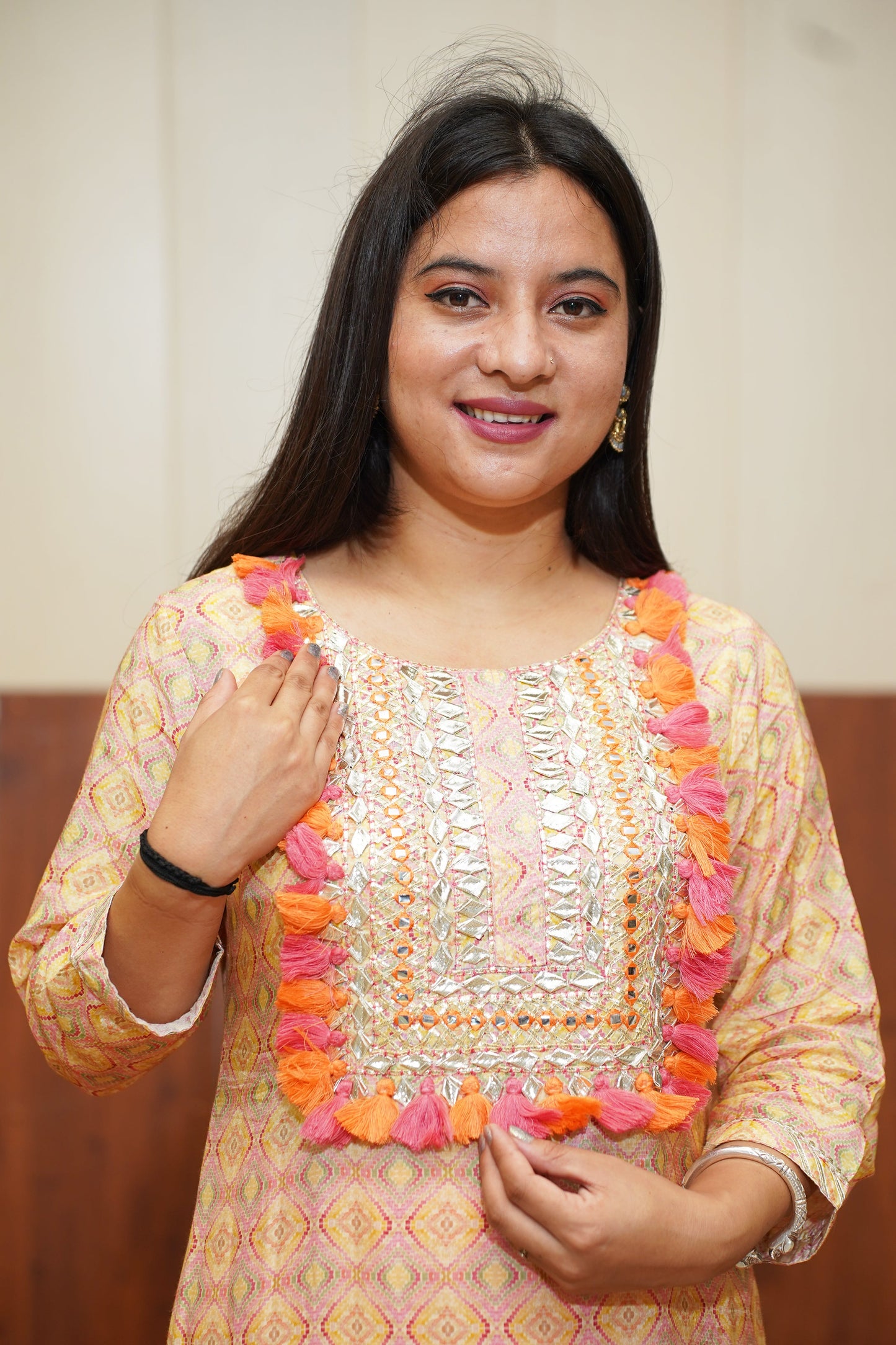 Soft Peach Printed Suit Set