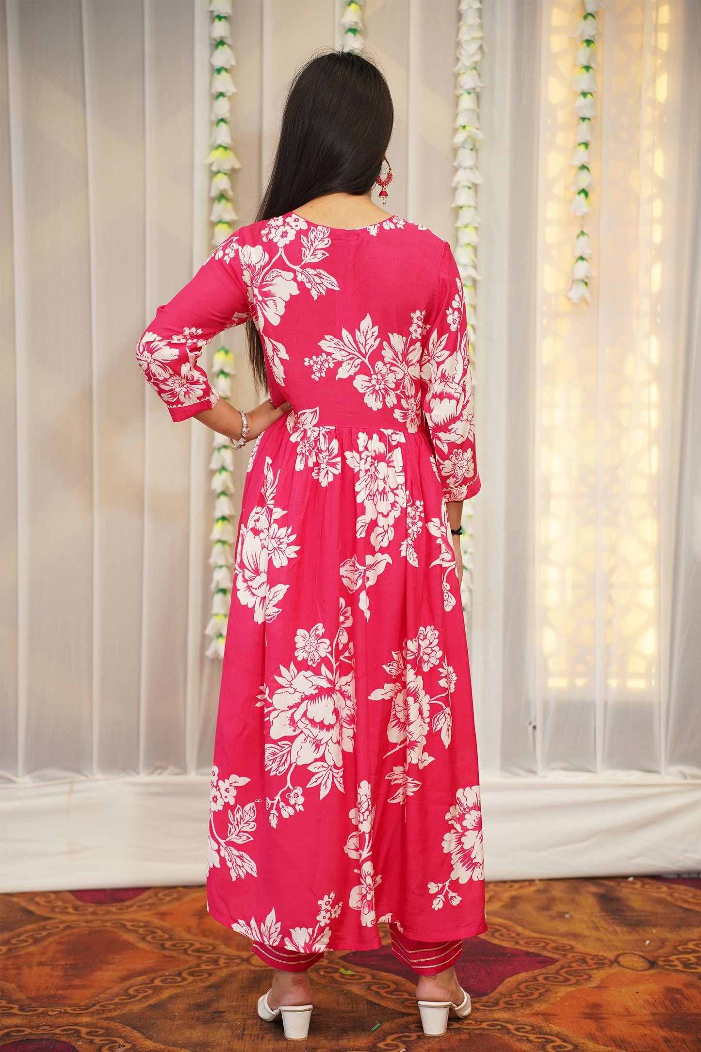 Pink Daisy Anarkali Set