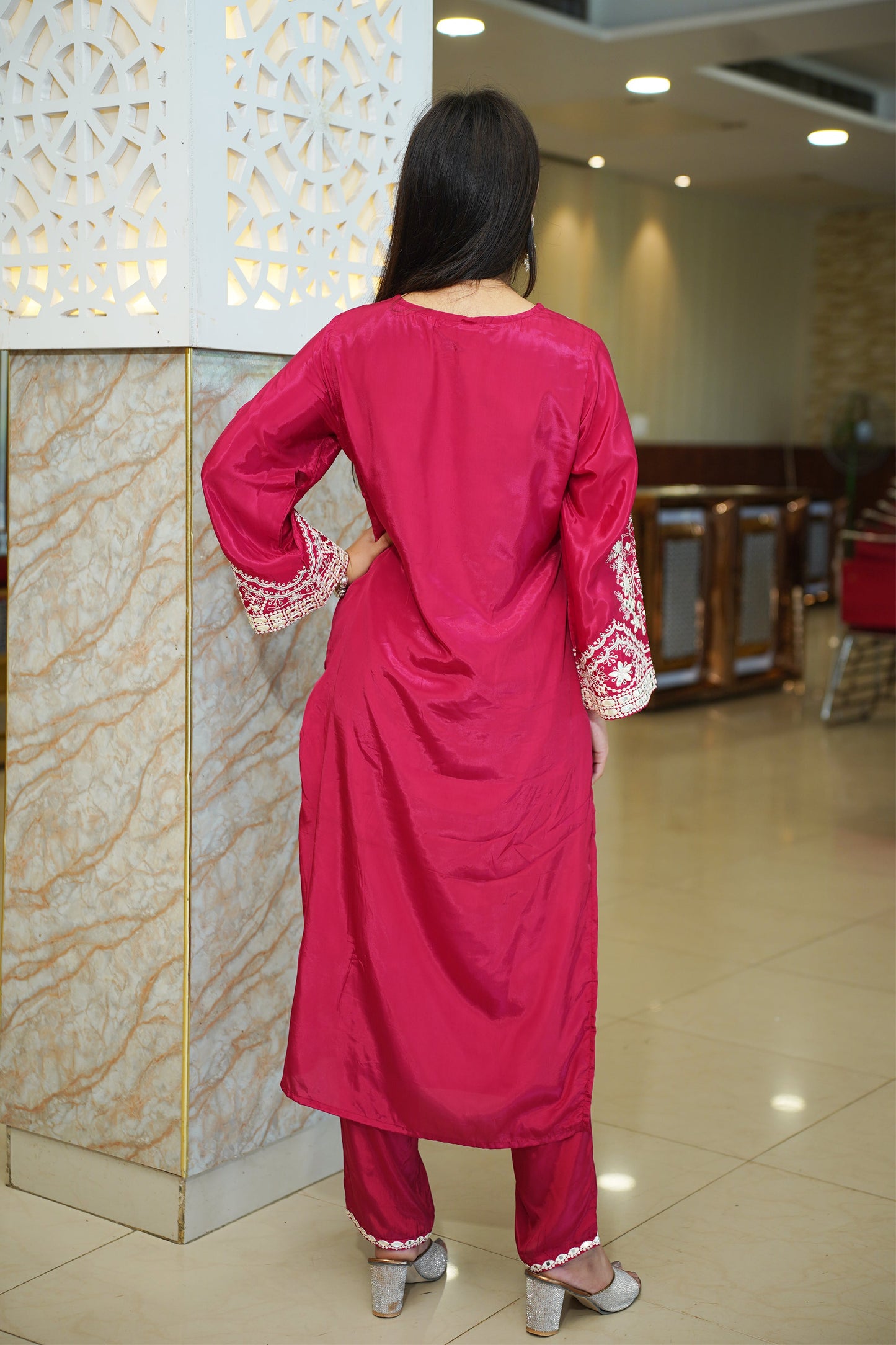 Hot Pink Muslin Suit Set