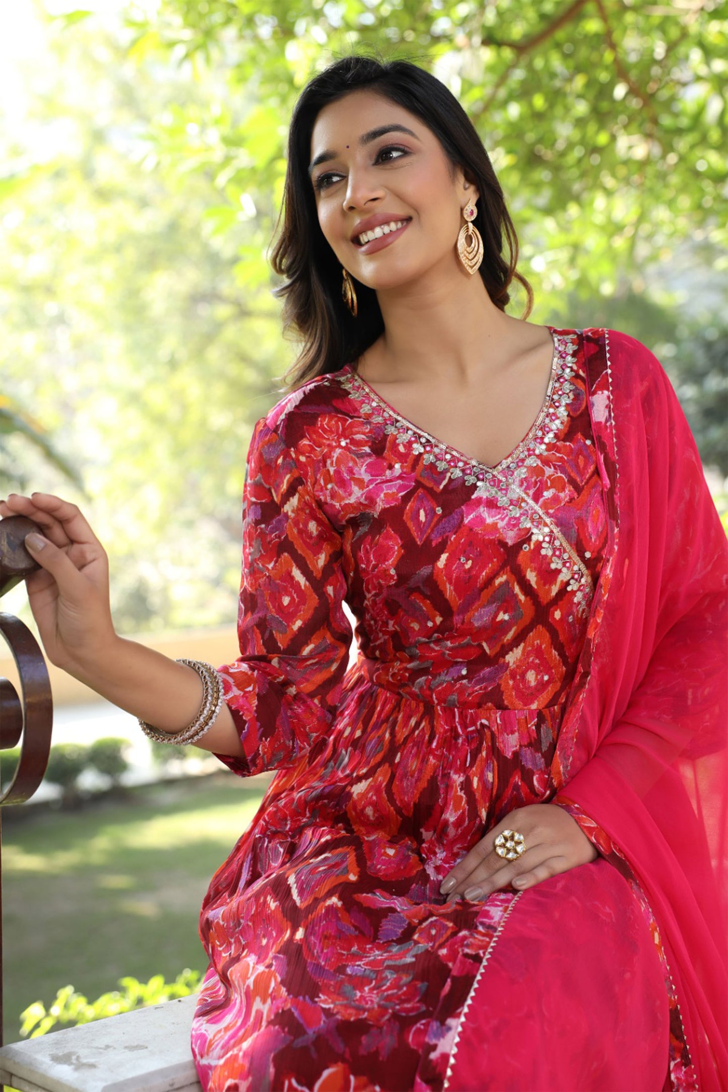 Radiant Hot Pink Angrakha Set