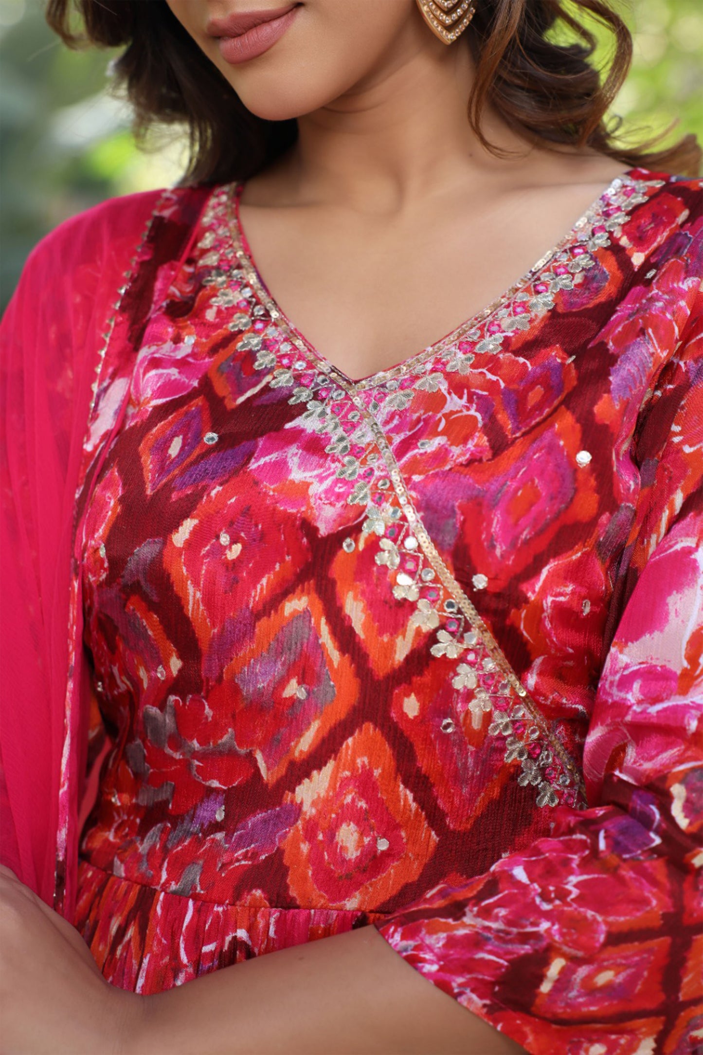 Radiant Hot Pink Angrakha Set