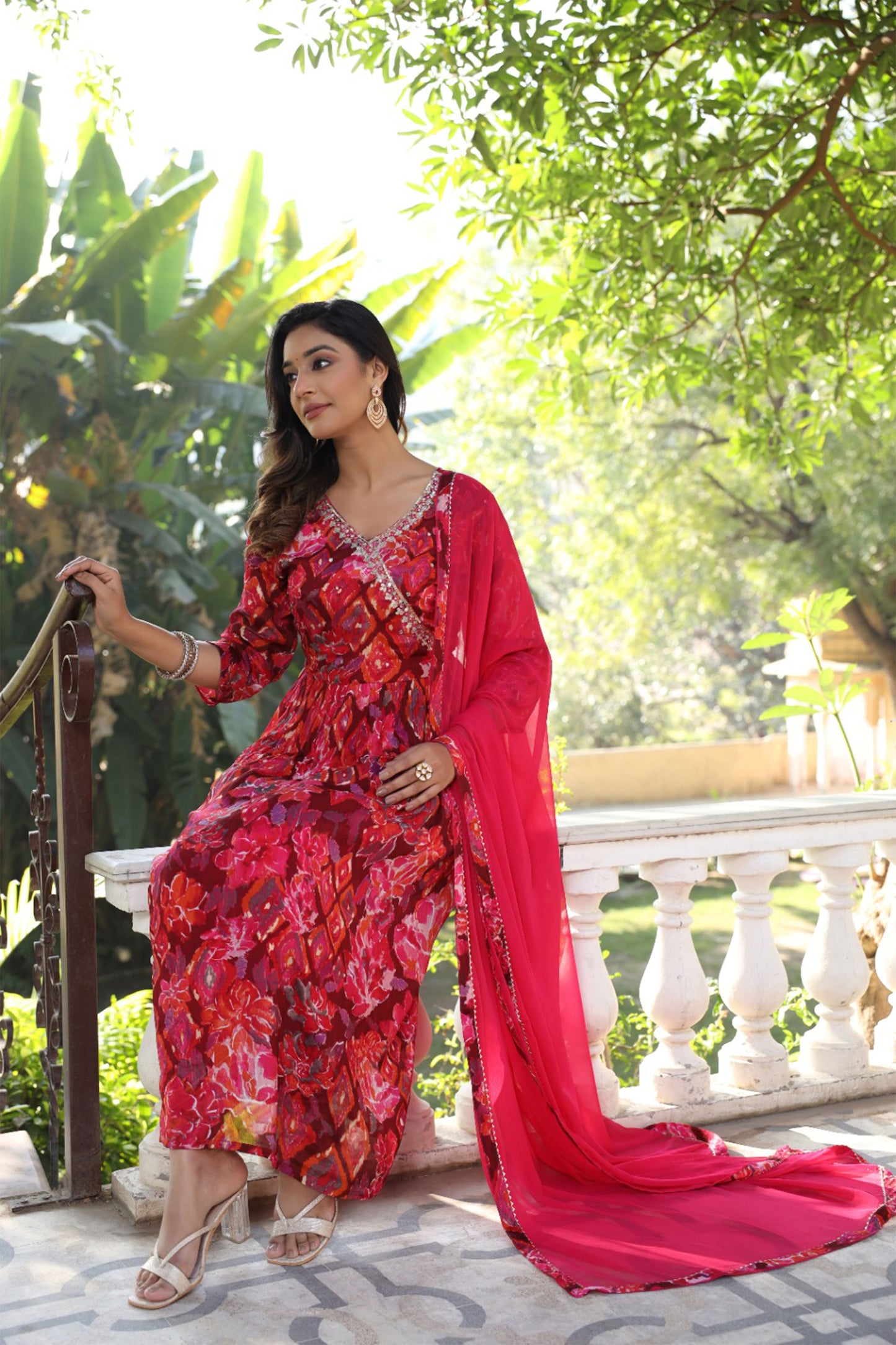 Radiant Hot Pink Angrakha Set