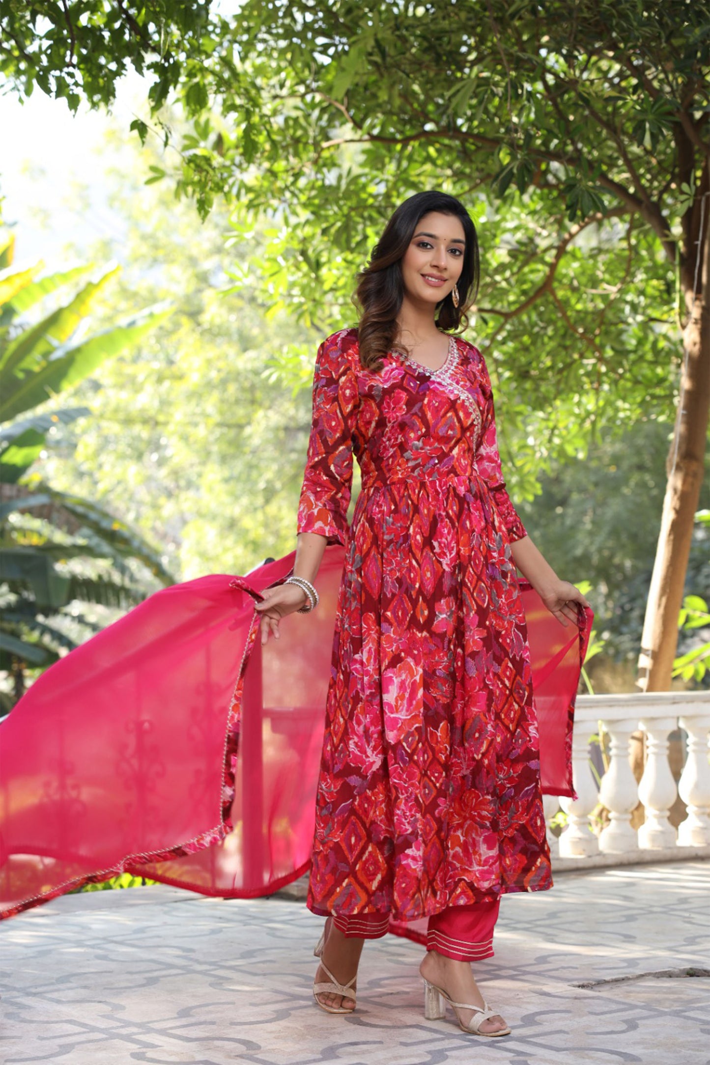 Radiant Hot Pink Angrakha Set