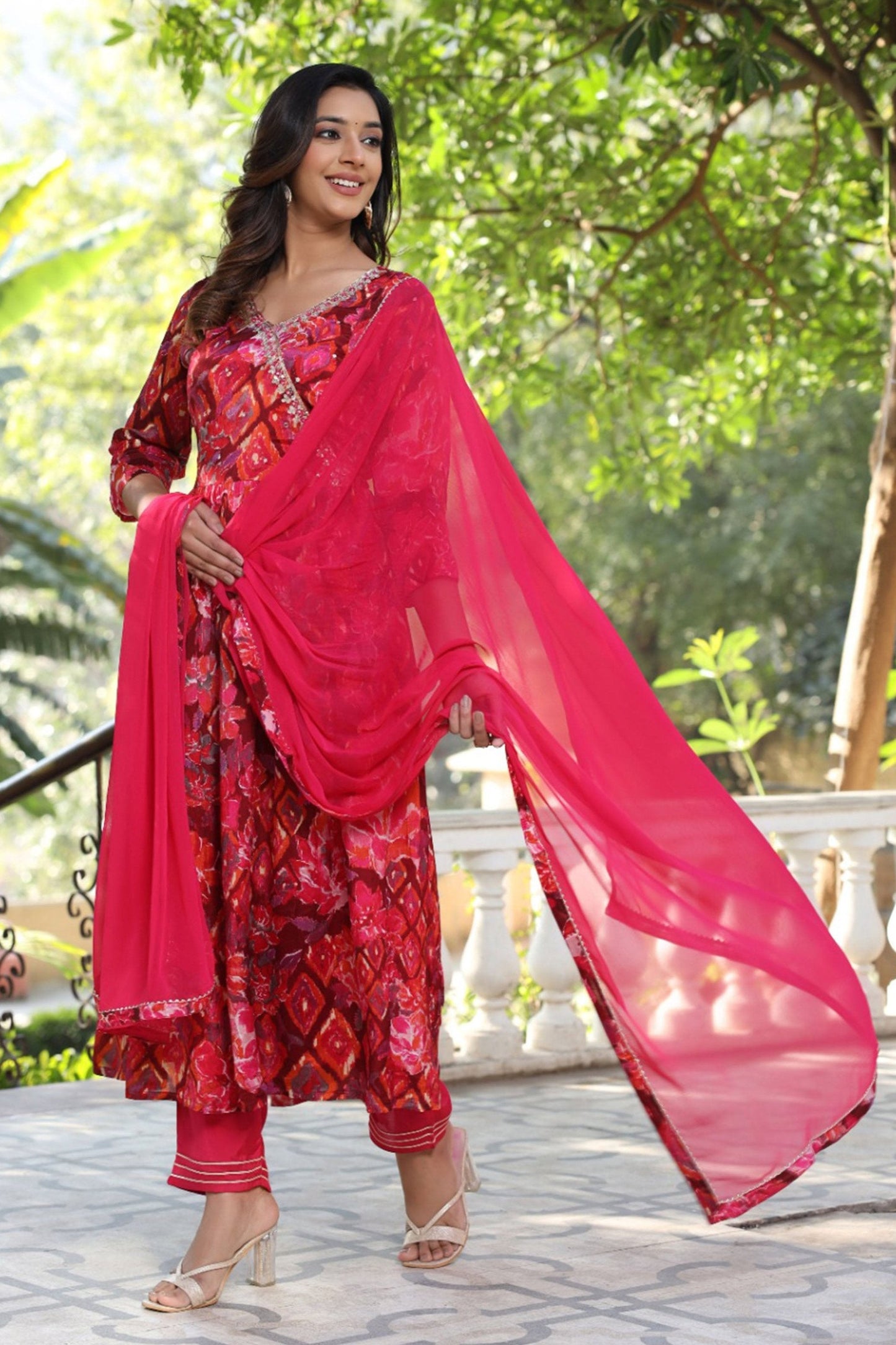 Radiant Hot Pink Angrakha Set