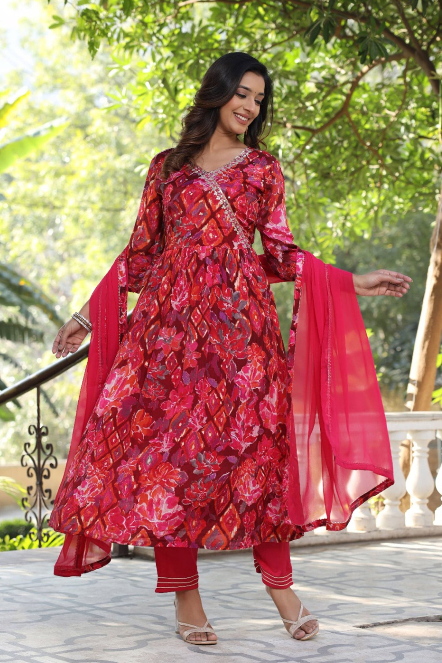 Radiant Hot Pink Angrakha Set