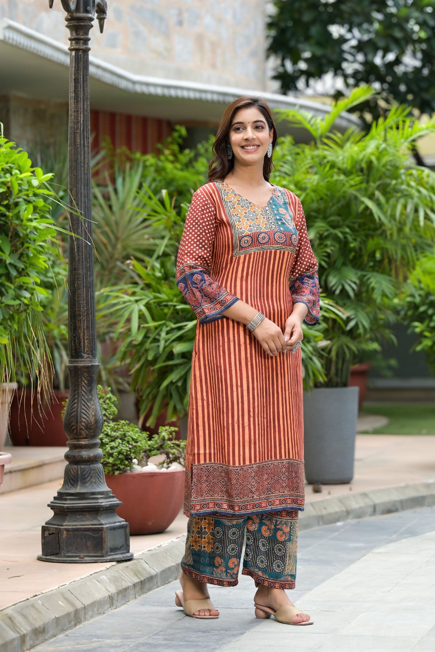Amber Glow Muslin Kurta Set