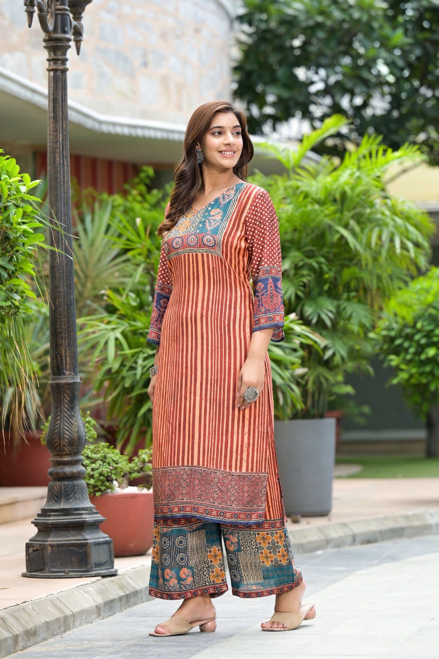 Amber Glow Muslin Kurta Set