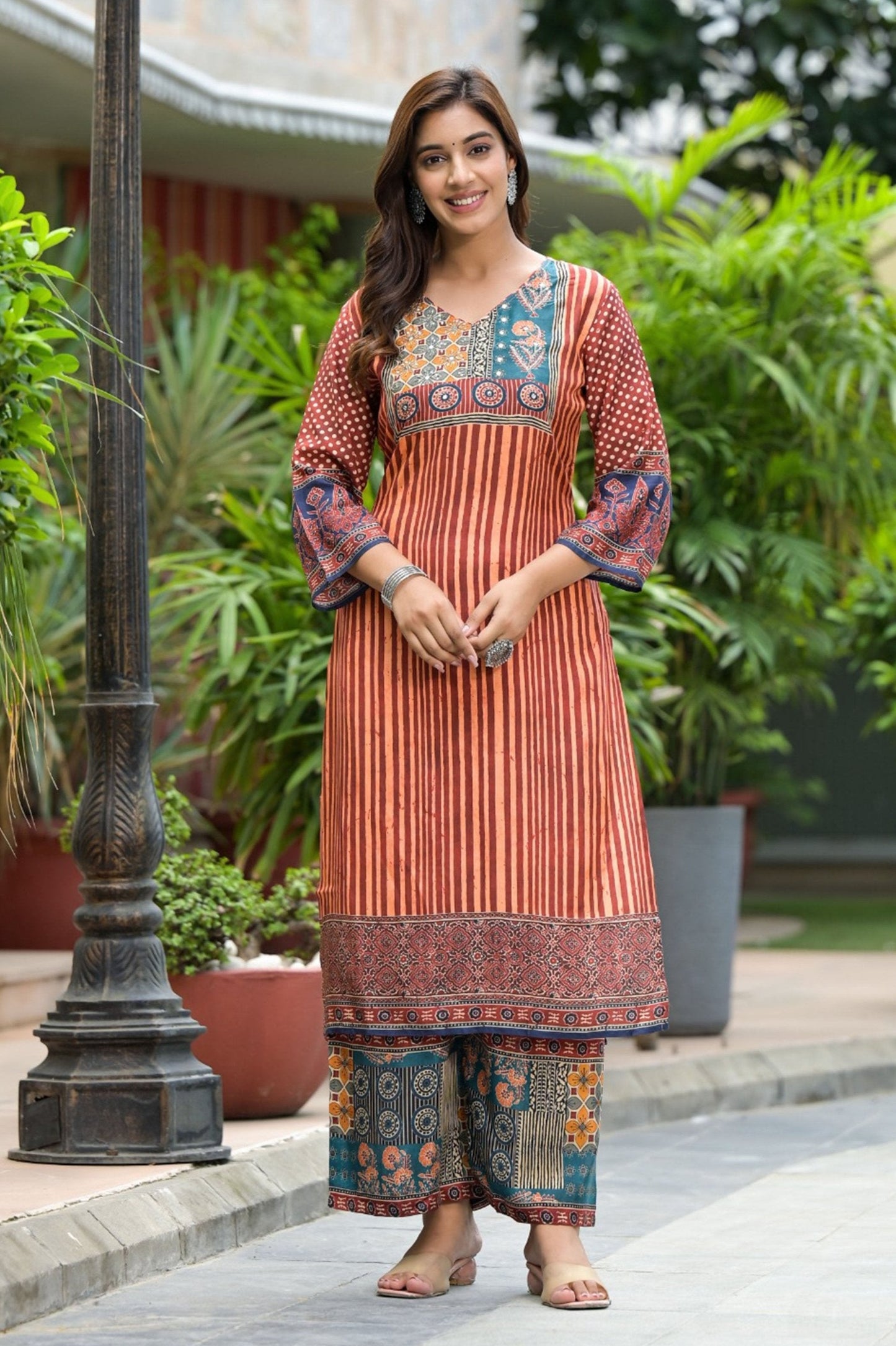 Amber Glow Muslin Kurta Set