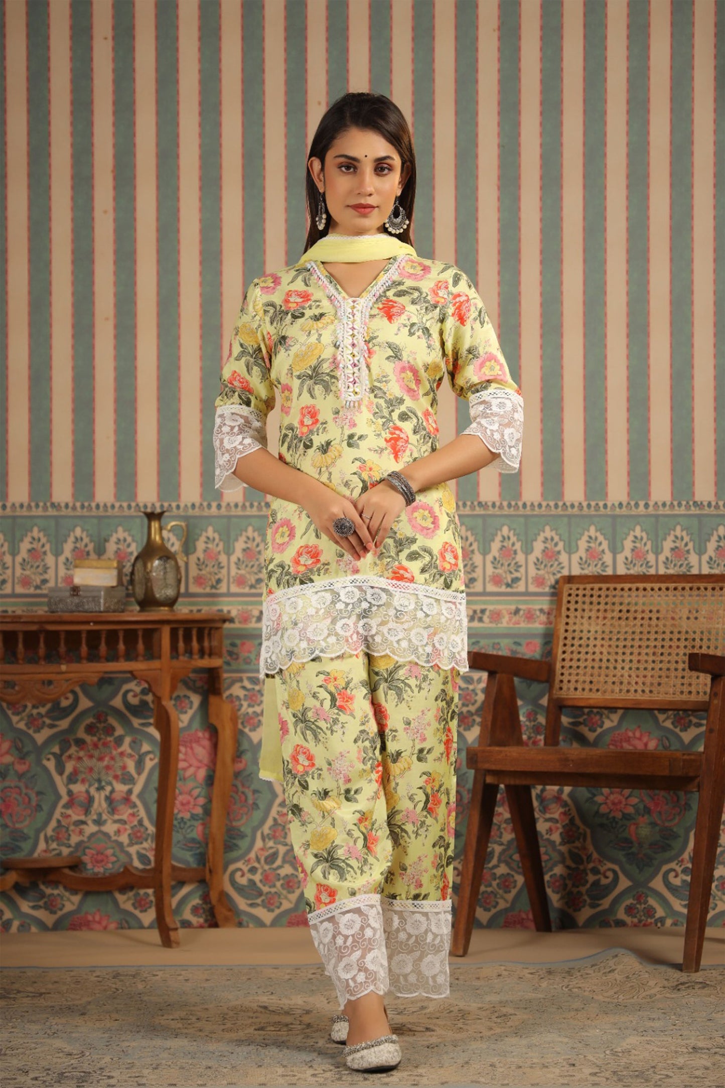 Soft Lime Muslin Co-ord Set