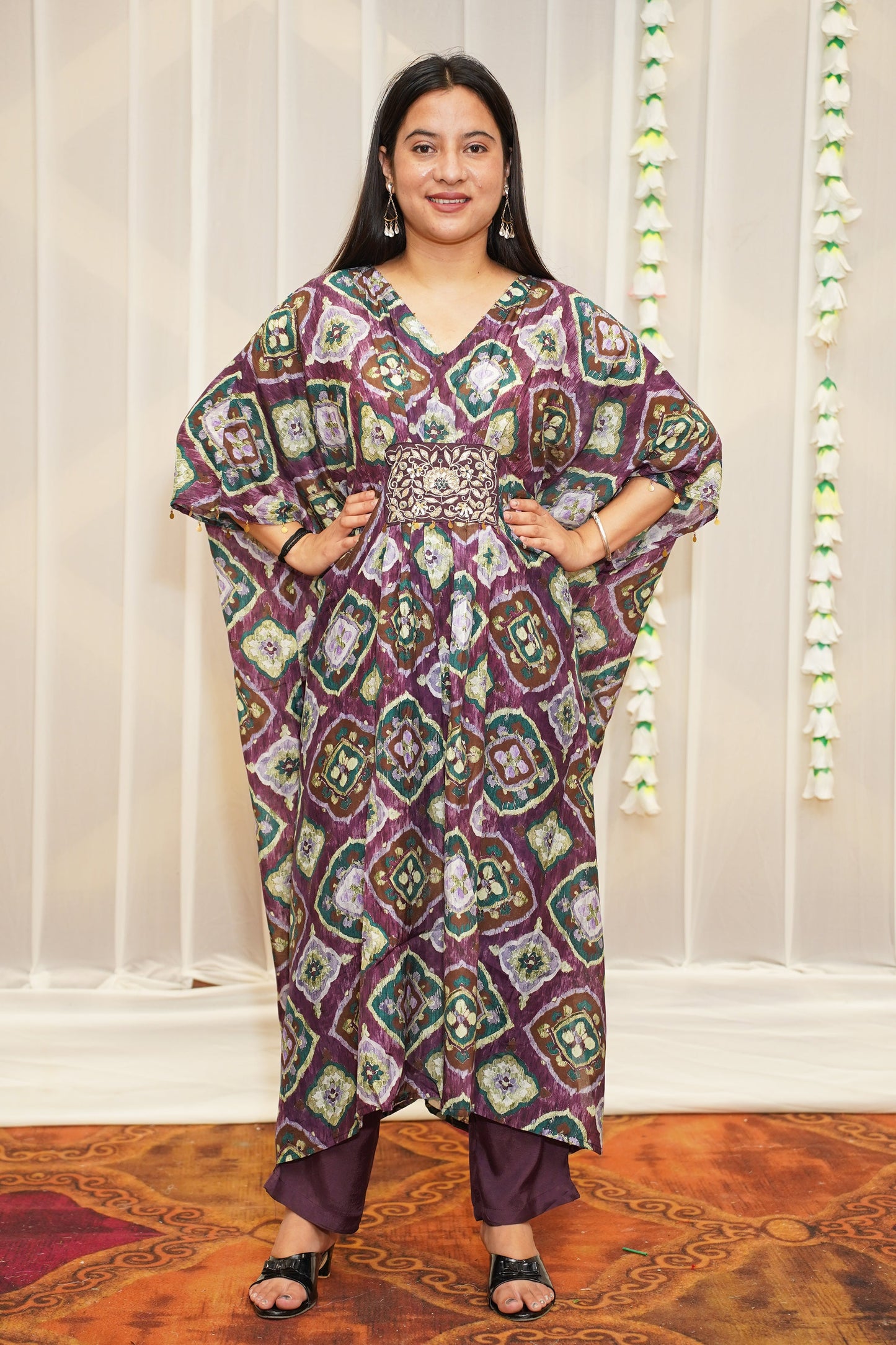 Burgundy Muslin Kaftan Set