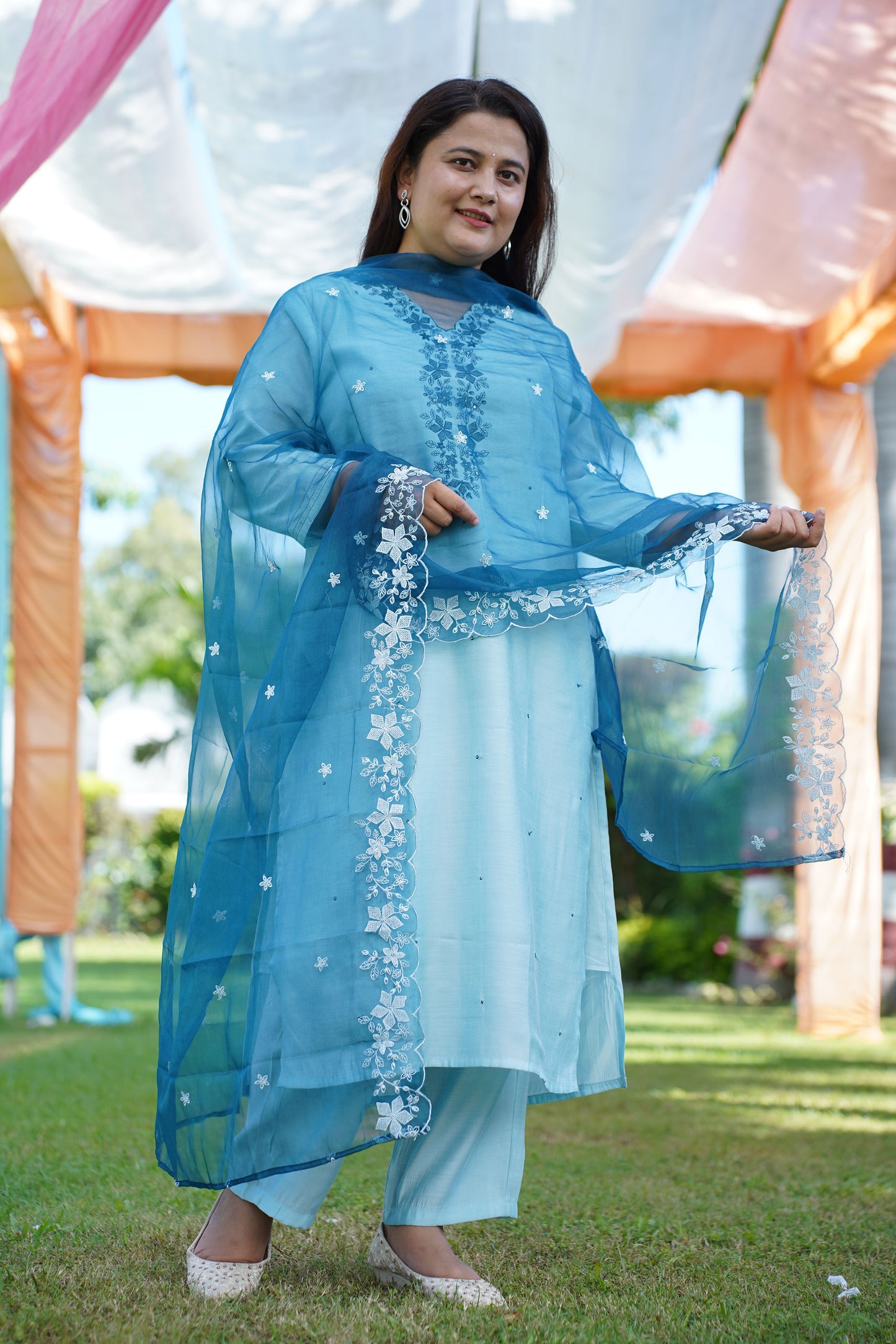 Dusty Blue Detailed Suit Set