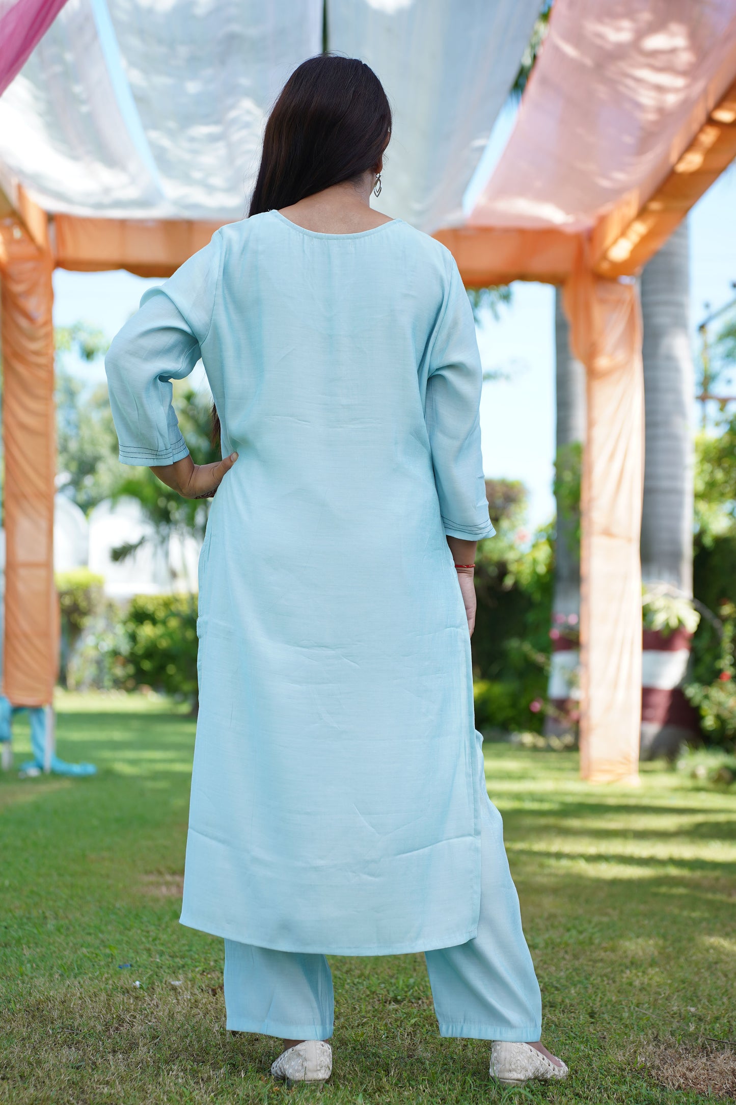 Dusty Blue Detailed Suit Set