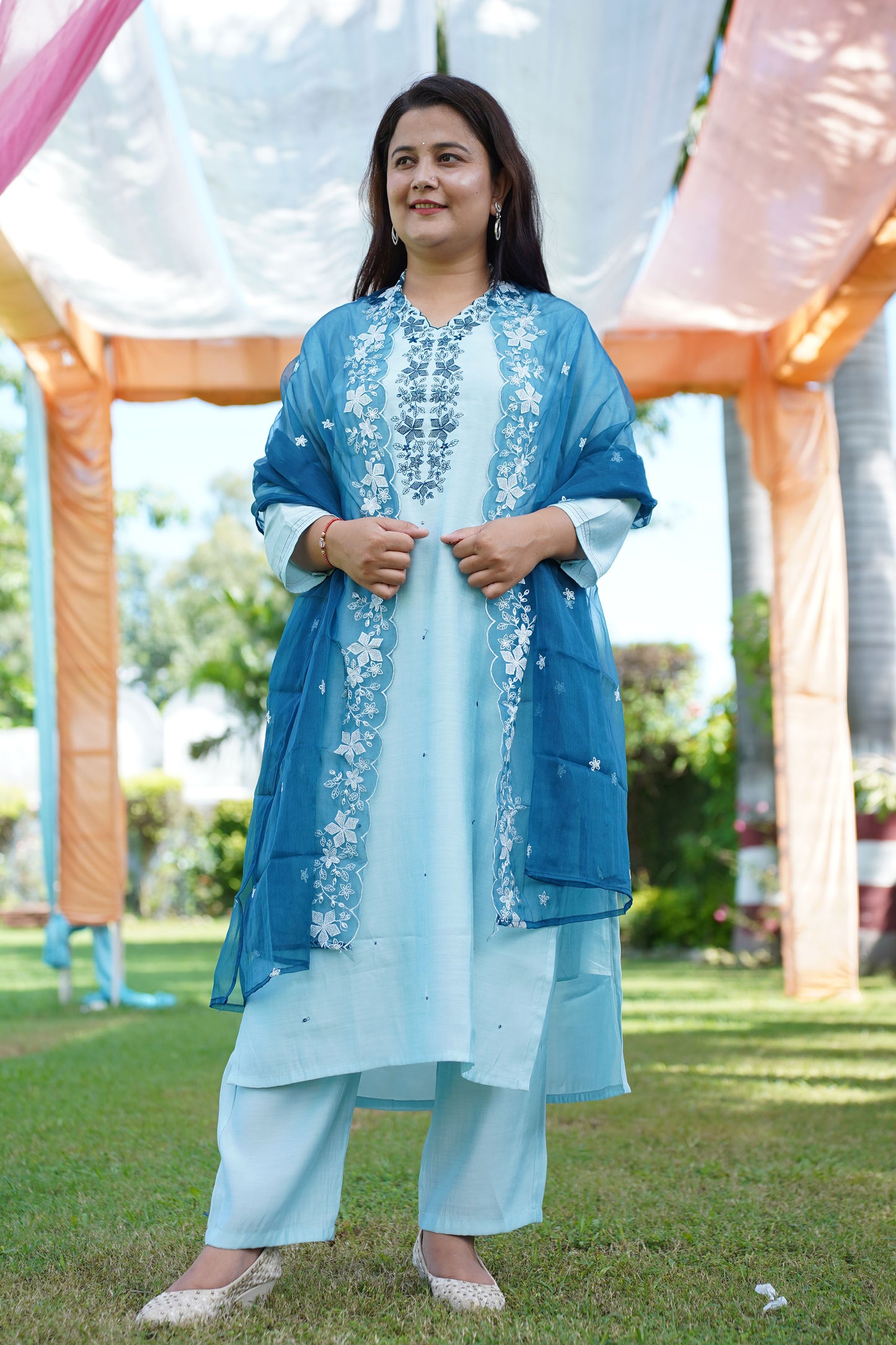 Dusty Blue Detailed Suit Set